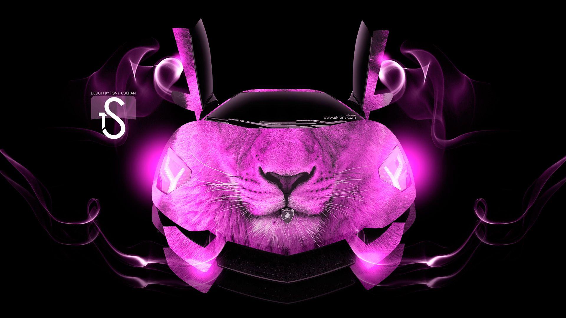 1920x1080 Free download Lamborghini Aventador King Lion Car 2013 Pink Neon