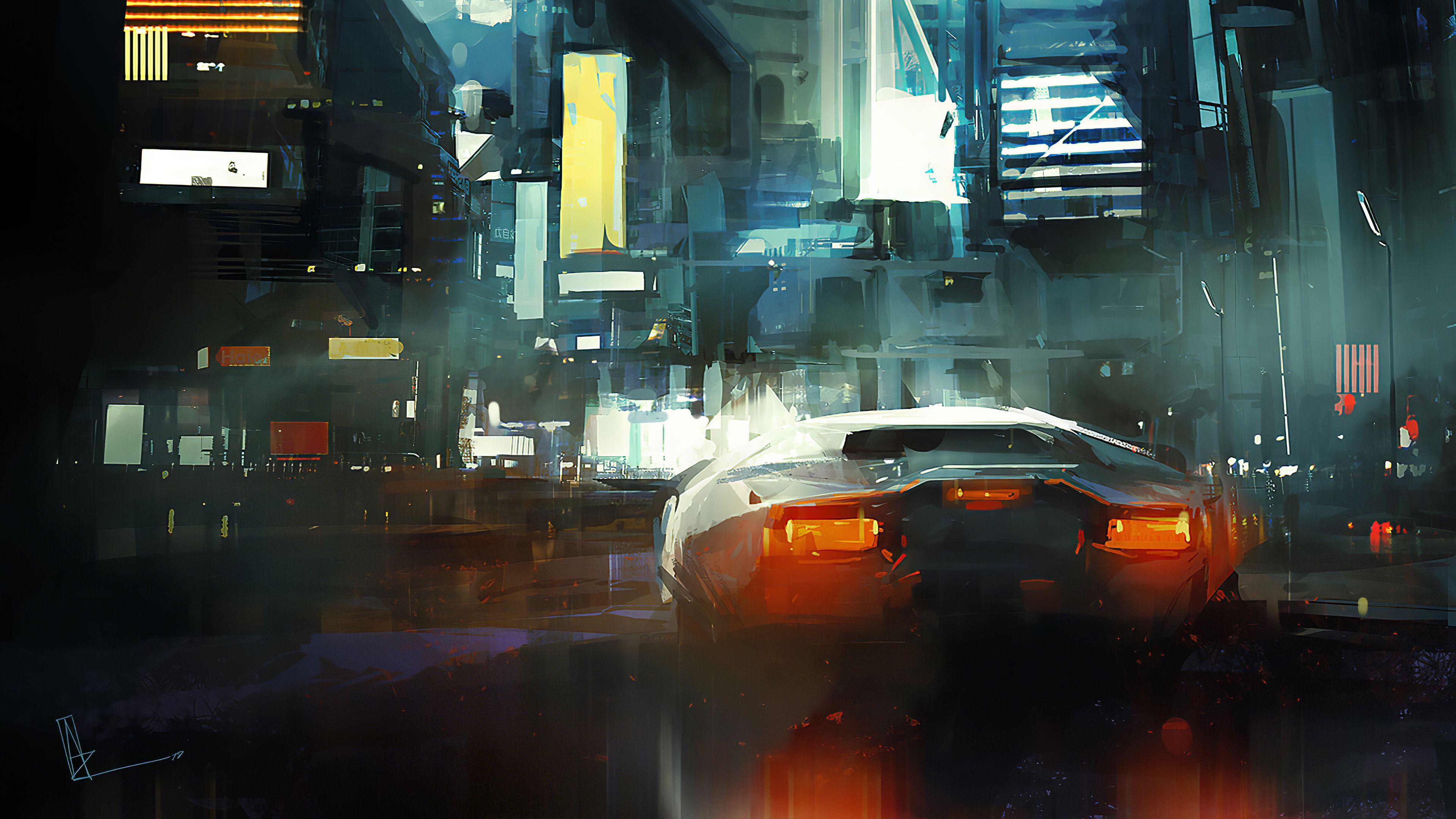3840x2160 Wallpaper 4k Neon Lamborghini Driver