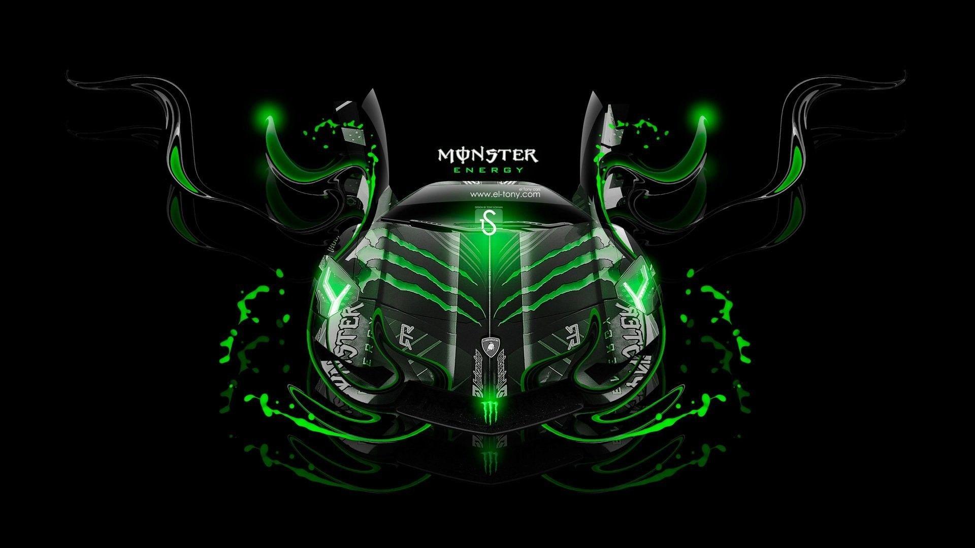 1920x1080 lamborghini aventador monster energy fantasy neon green el tony