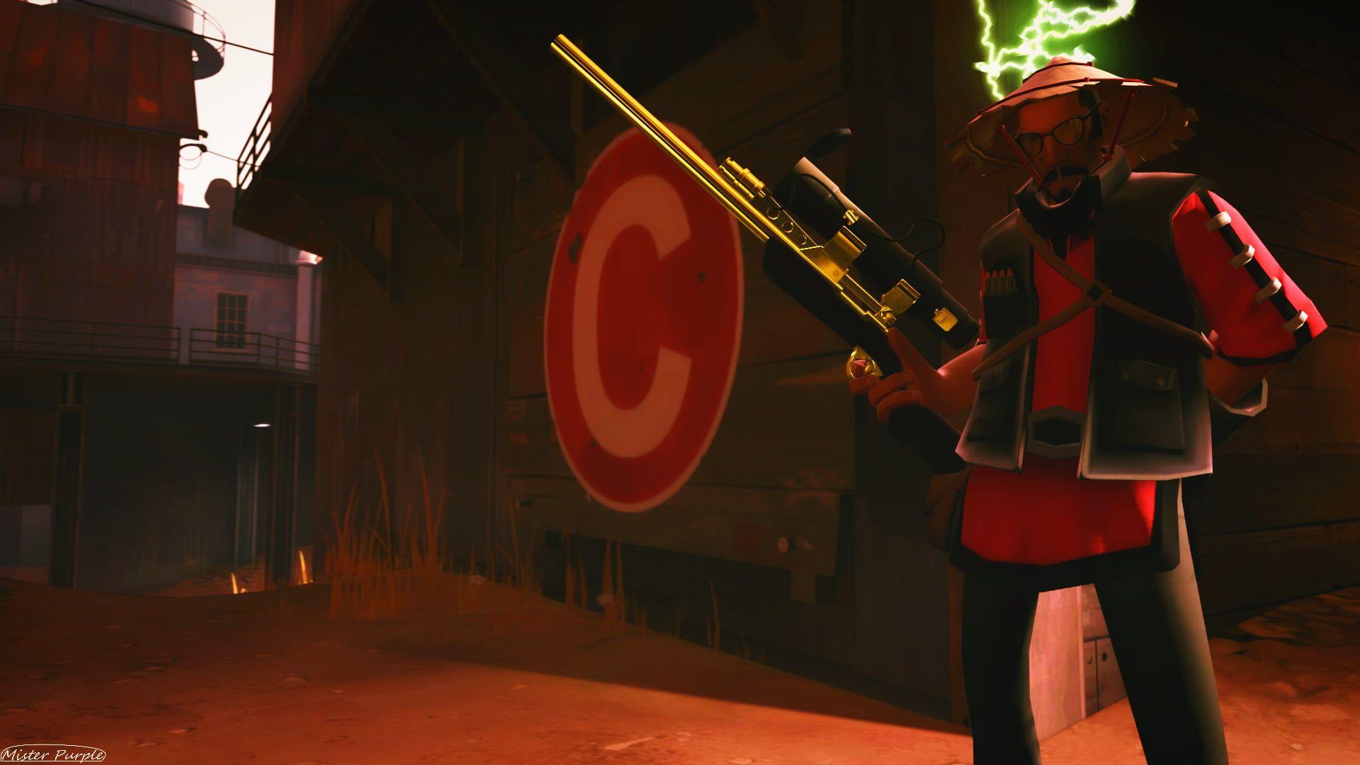 1920x1080 Man in gray vest holding weapon illustration, Team Fortress 2