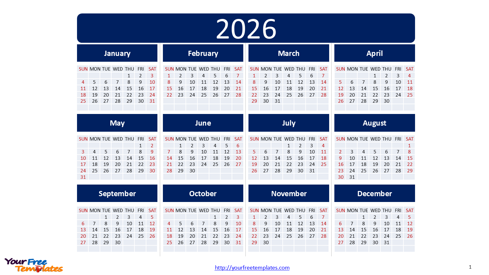 1600x900 Plan Ahead with the 2026 Calendar Printable PowerPoint Template