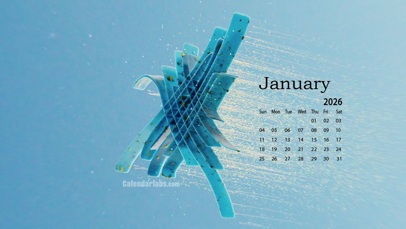 1366x769 January 2026 Desktop Wallpaper Calendar