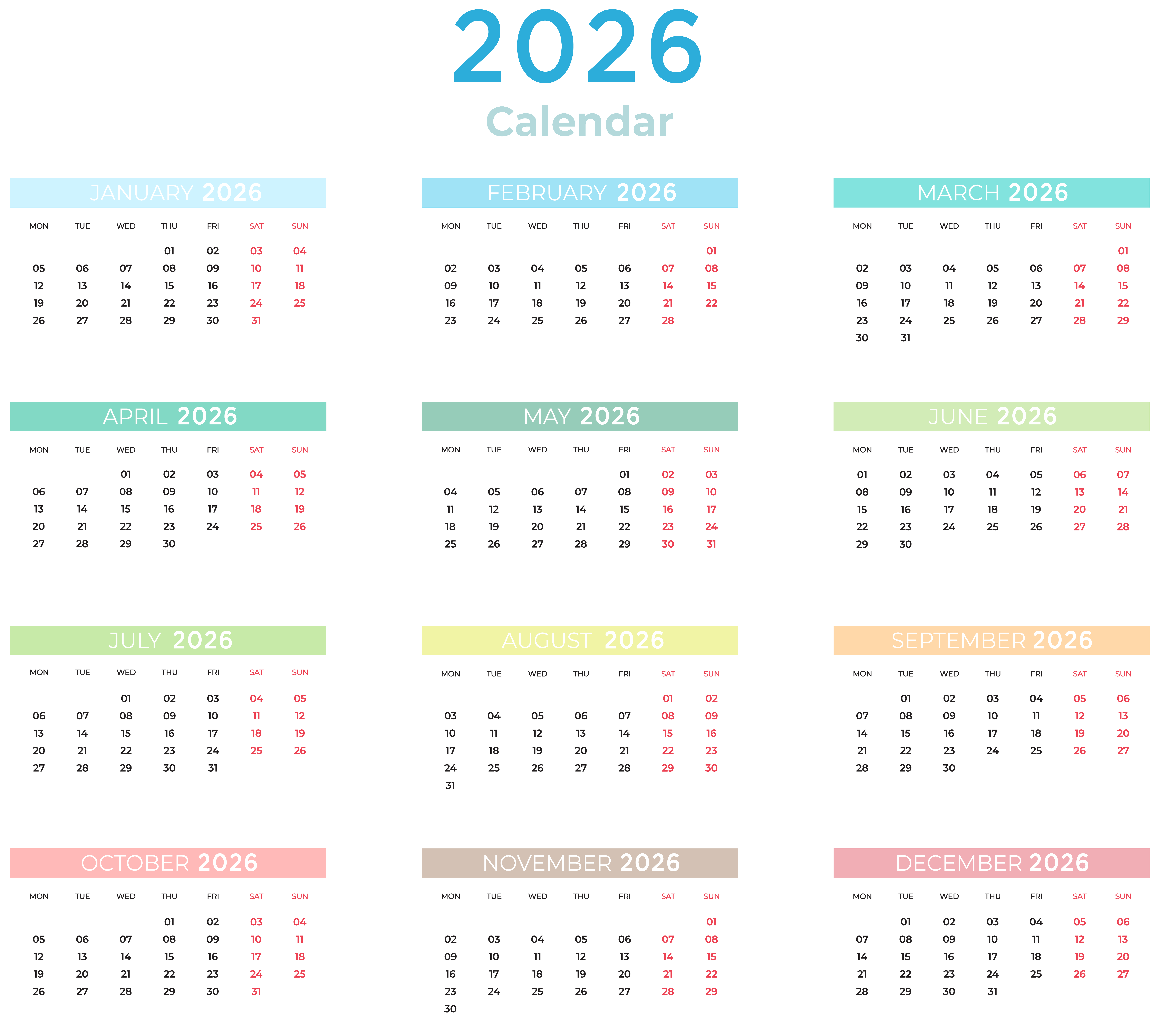8000x7144 Calendar with Colors Transparent Clipart​-Quality Free Image and Transparent PNG Clipart