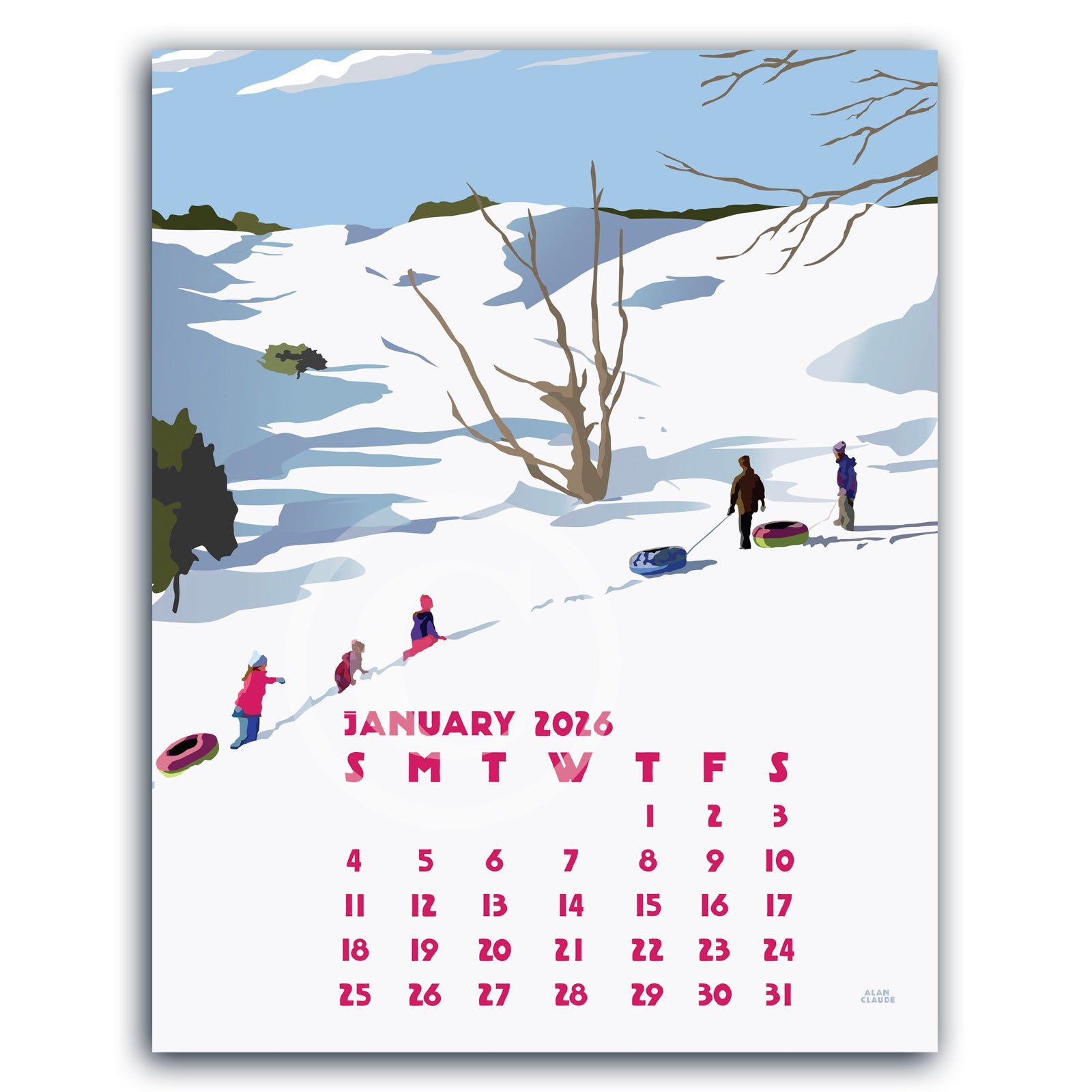 1600x1600 Desk Calendar Retro Vintage Style Art by Alan Claude Graphic Arti Claude Gallery