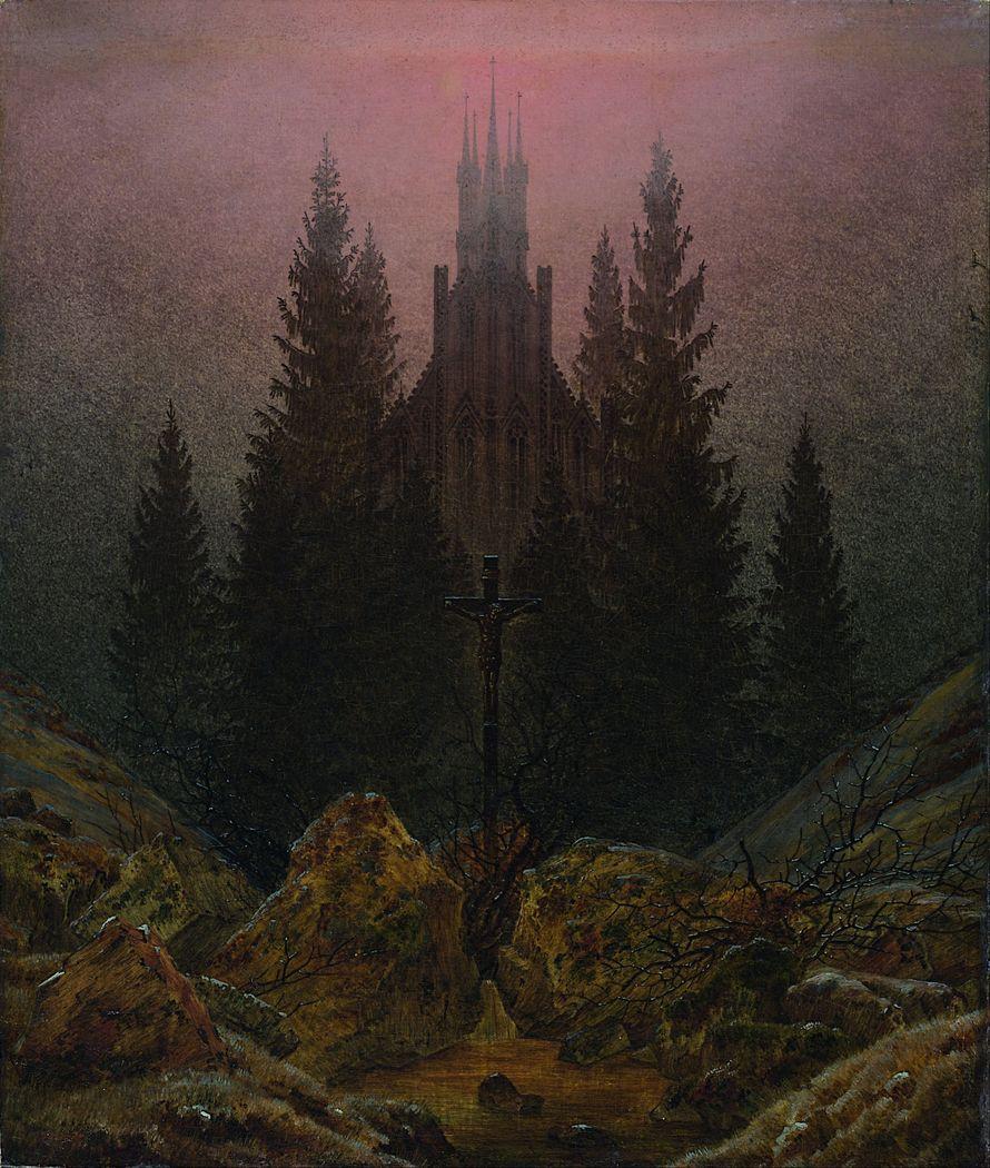 890x1050 Cross and cathedral in the mountains Caspar David Friedrich