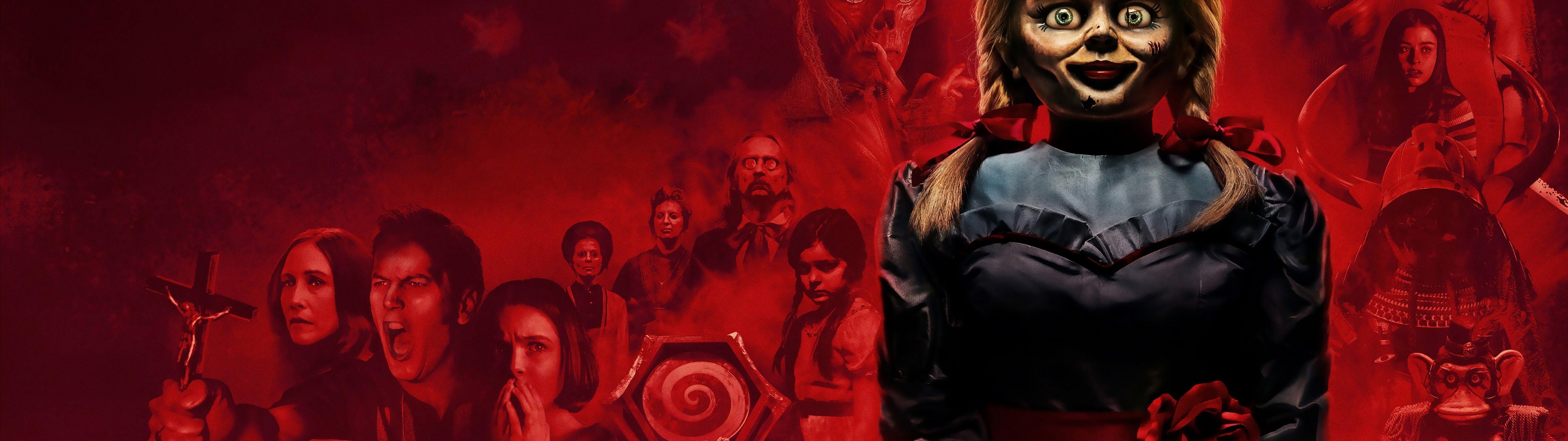 7680x2160 Annabelle Comes Home Doll 8K Wallpaper