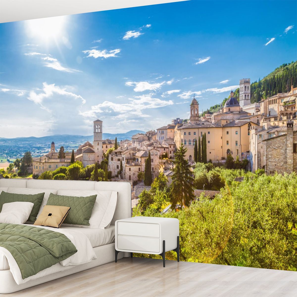 1200x1200 Millwood Pines Peel and Stick Canvas Wallpaper Wall Mural Historic town Assisi Umbria Italy Wall Art Self Adhesive and Removable
