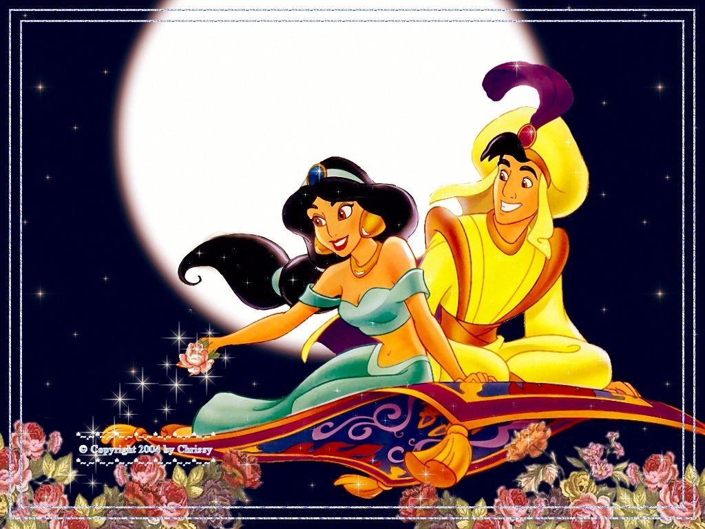 1024x768 Free download Princess Jasmine And Aladdin Cartoon Wallpaper