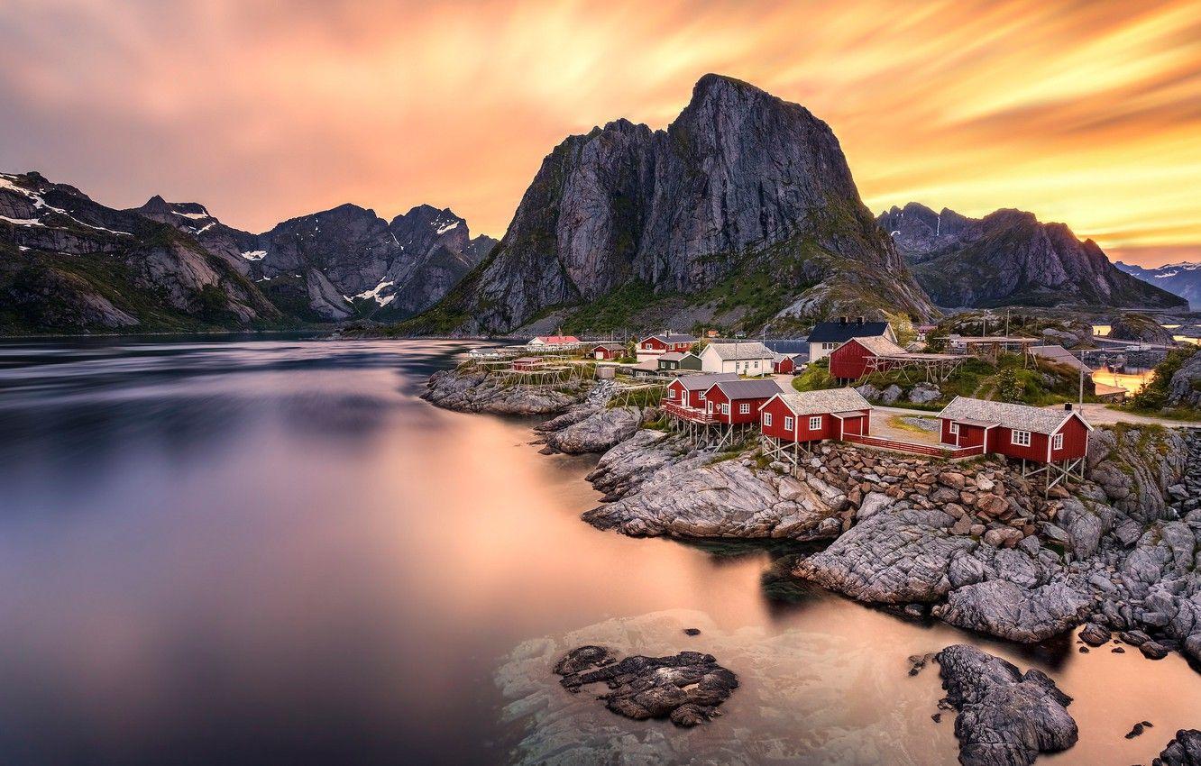 1332x850 Wallpaper the sky, clouds, mountains, stones, rocks, shore