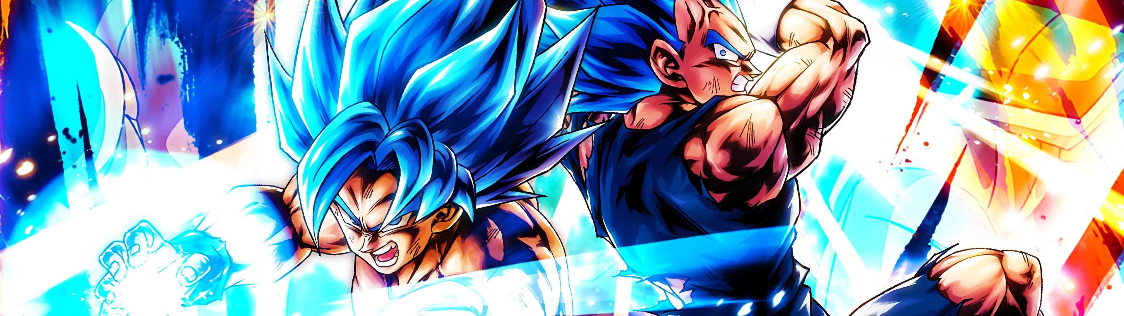 3840x1080 Super Saiyan God SS Goku & Super Saiyan God SS Vegeta 4K Wallpaper