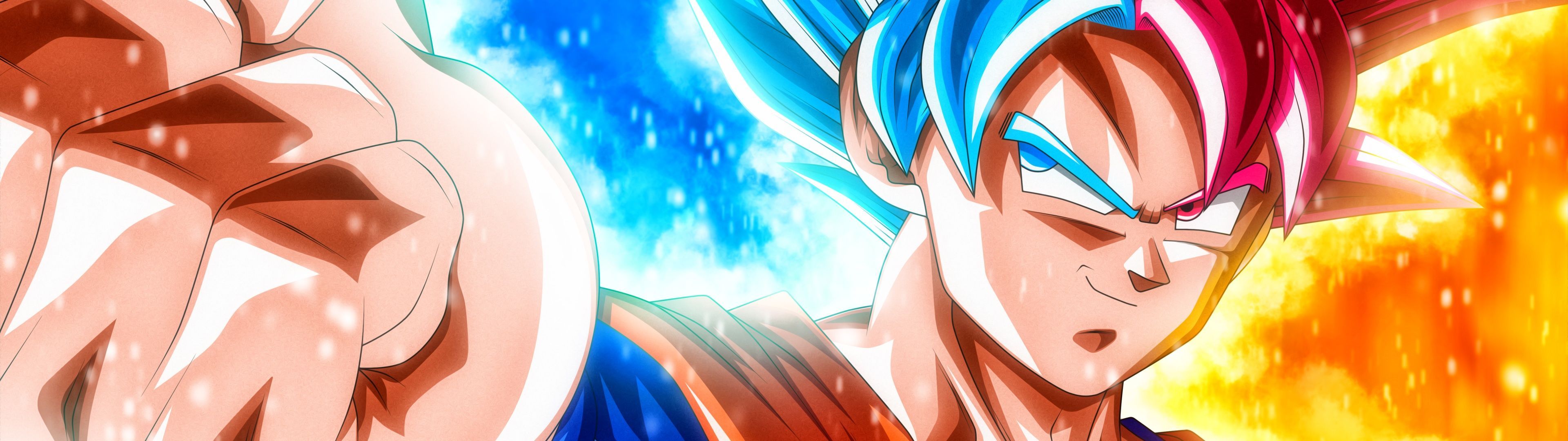 3840x1080 Goku Wallpaper 4K, Super Saiyan Blue