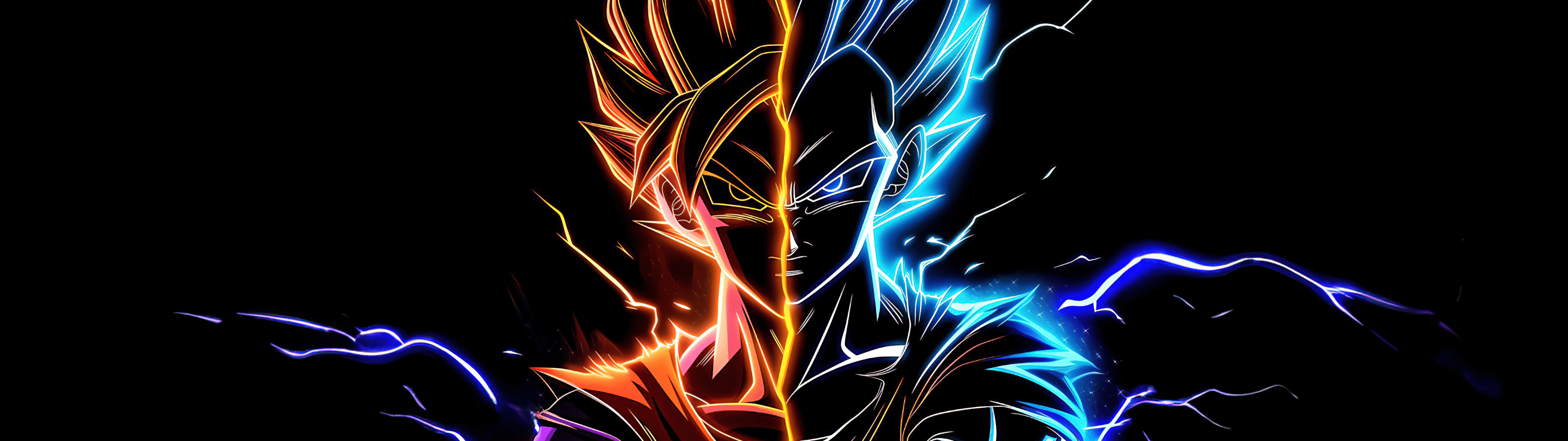3840x1080 Son Goku Wallpaper 4K, Vegeta, AMOLED, AI art, 5K
