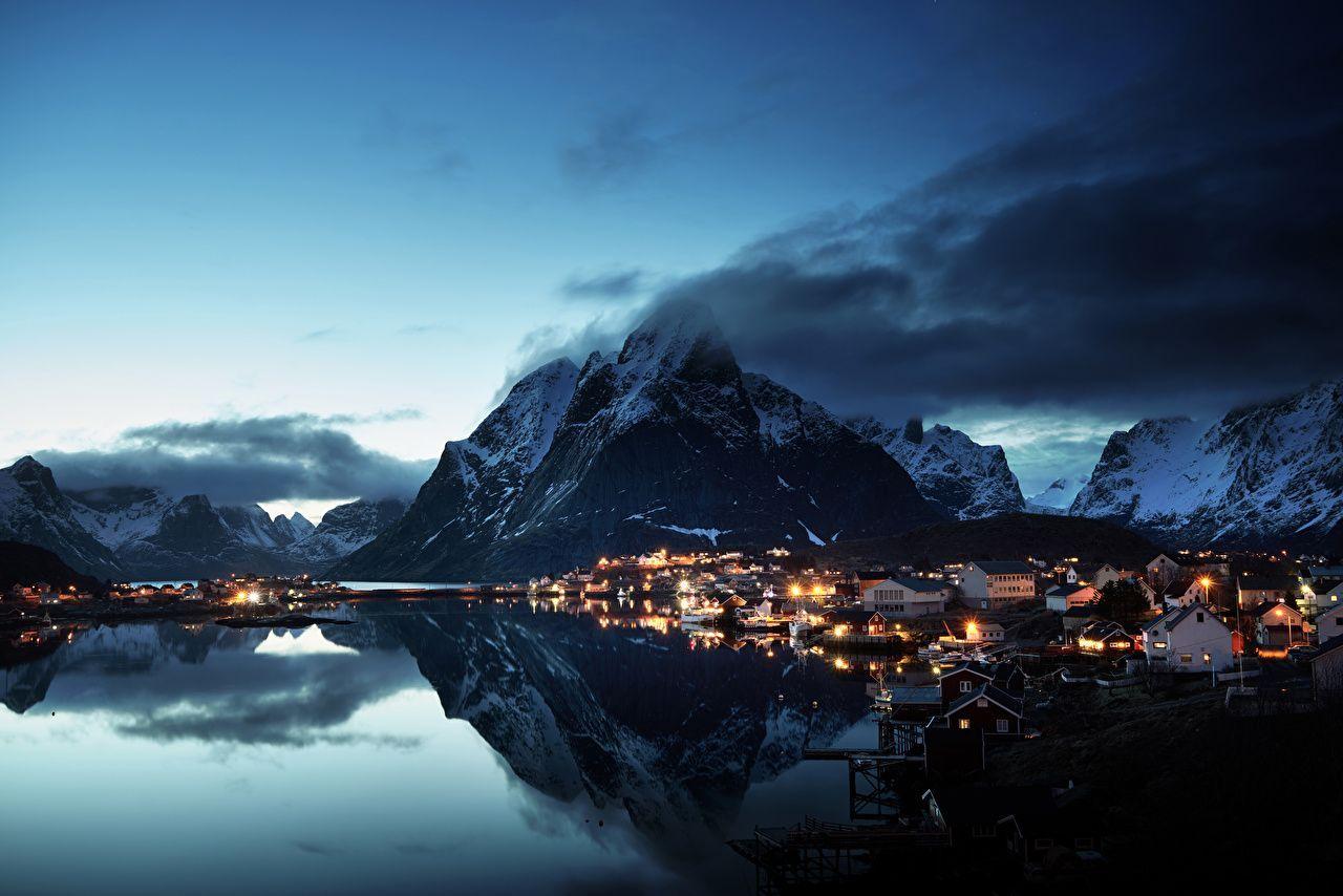 1280x854 Desktop Wallpaper Lofoten Norway Reine Village mountain Coast