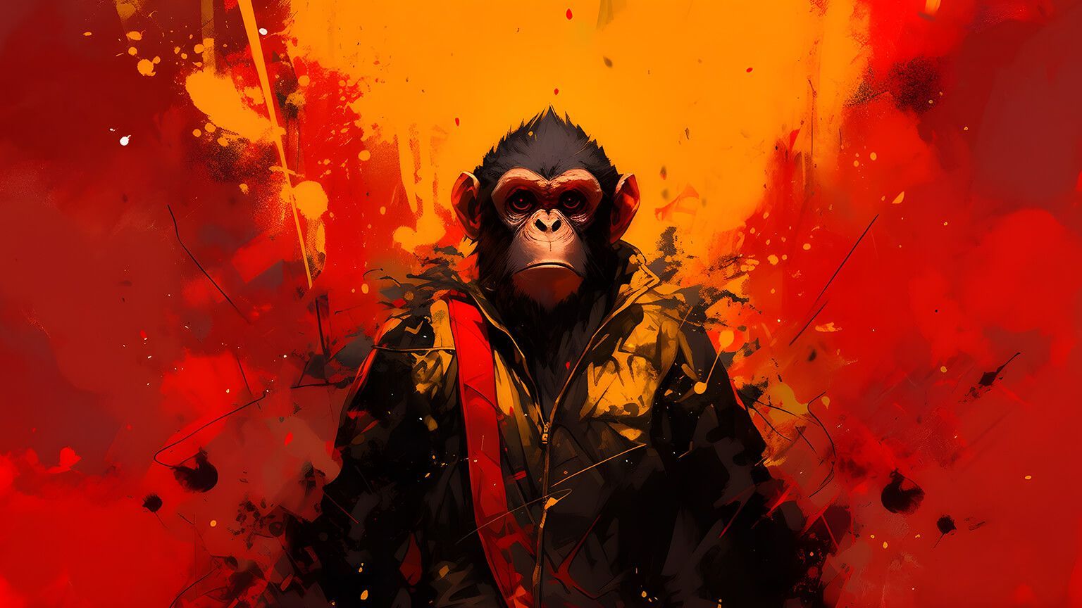 1536x864 Monkey Red & Orange Desktop Wallpaper Monkey Wallpaper