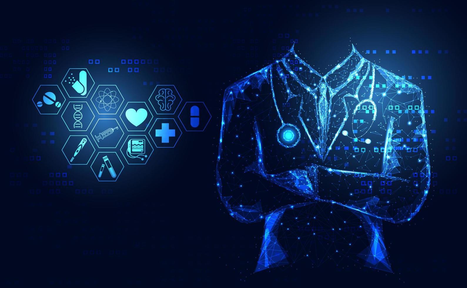1589x980 Abstract health medical science healthcare icon digital technology doctor concept modern innovation, Treatment, medicine on hi tech future blue background. for wallpaper, template, web design