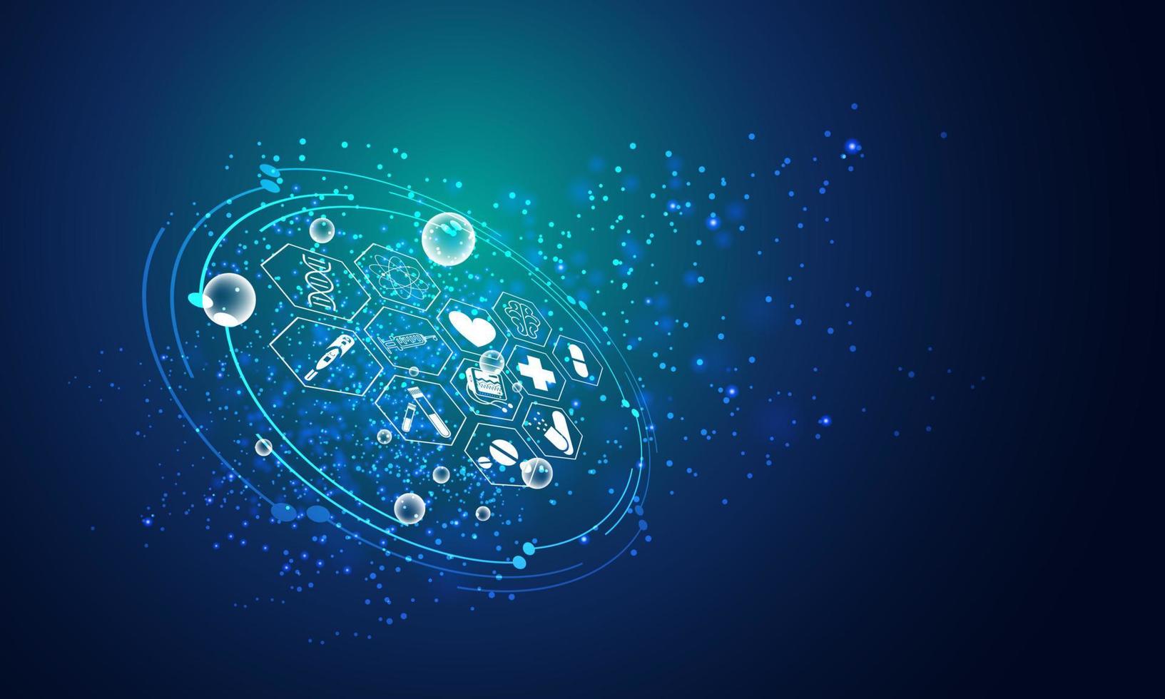 1633x980 Abstract health medical science healthcare icon digital technology science concept modern innovation, Treatment, medicine on hi tech future blue background. for wallpaper, template, web design