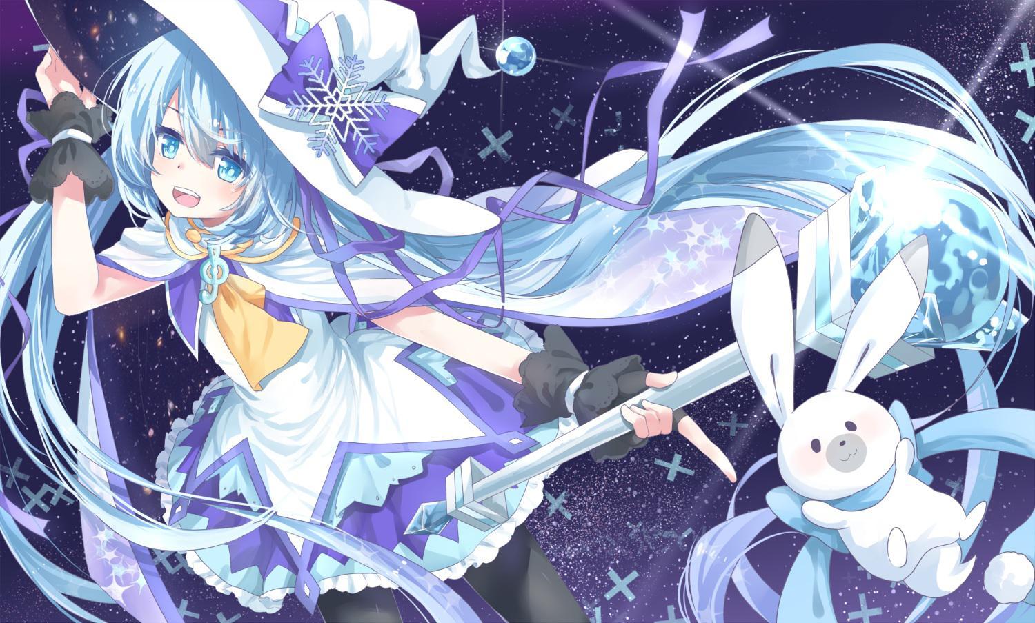 1500x903 HD Vocaloid Bunny Hatsune Miku Transistor Wand Witch Hat Yuki