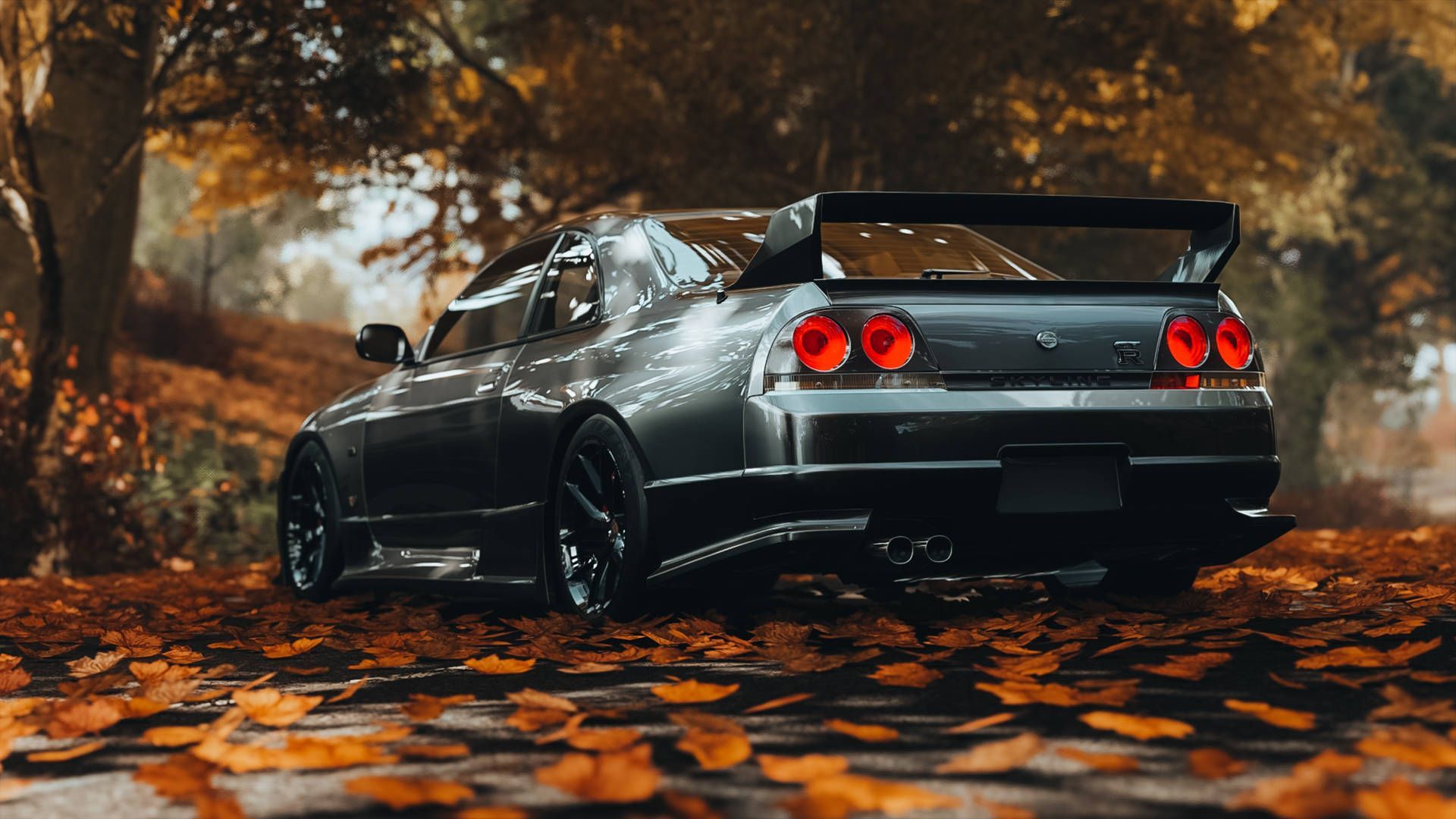 1920x1080 Download GTR Car In Forest Wallpaper