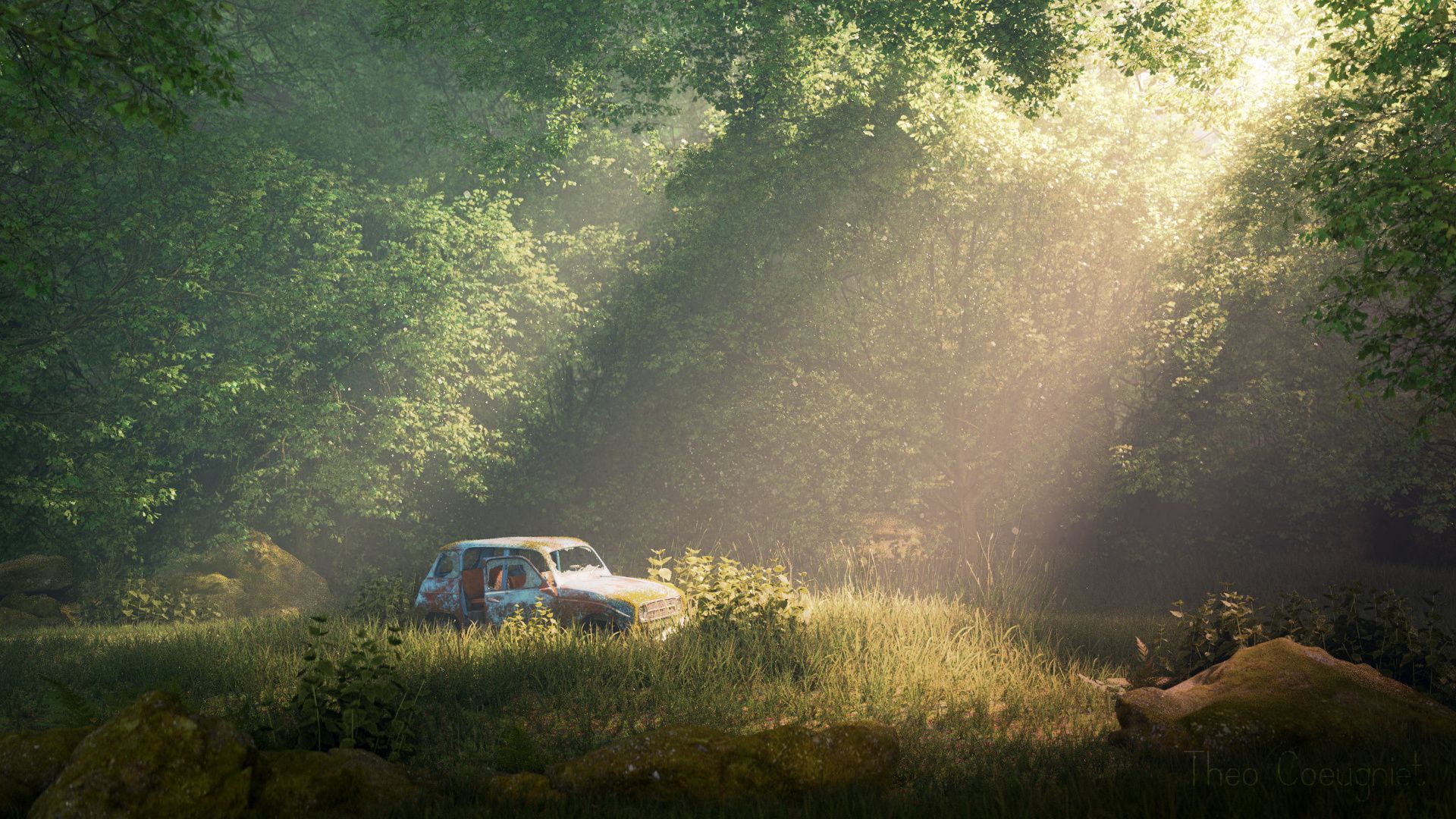 1920x1080 Decay R4 car in forest Projects Artists Community