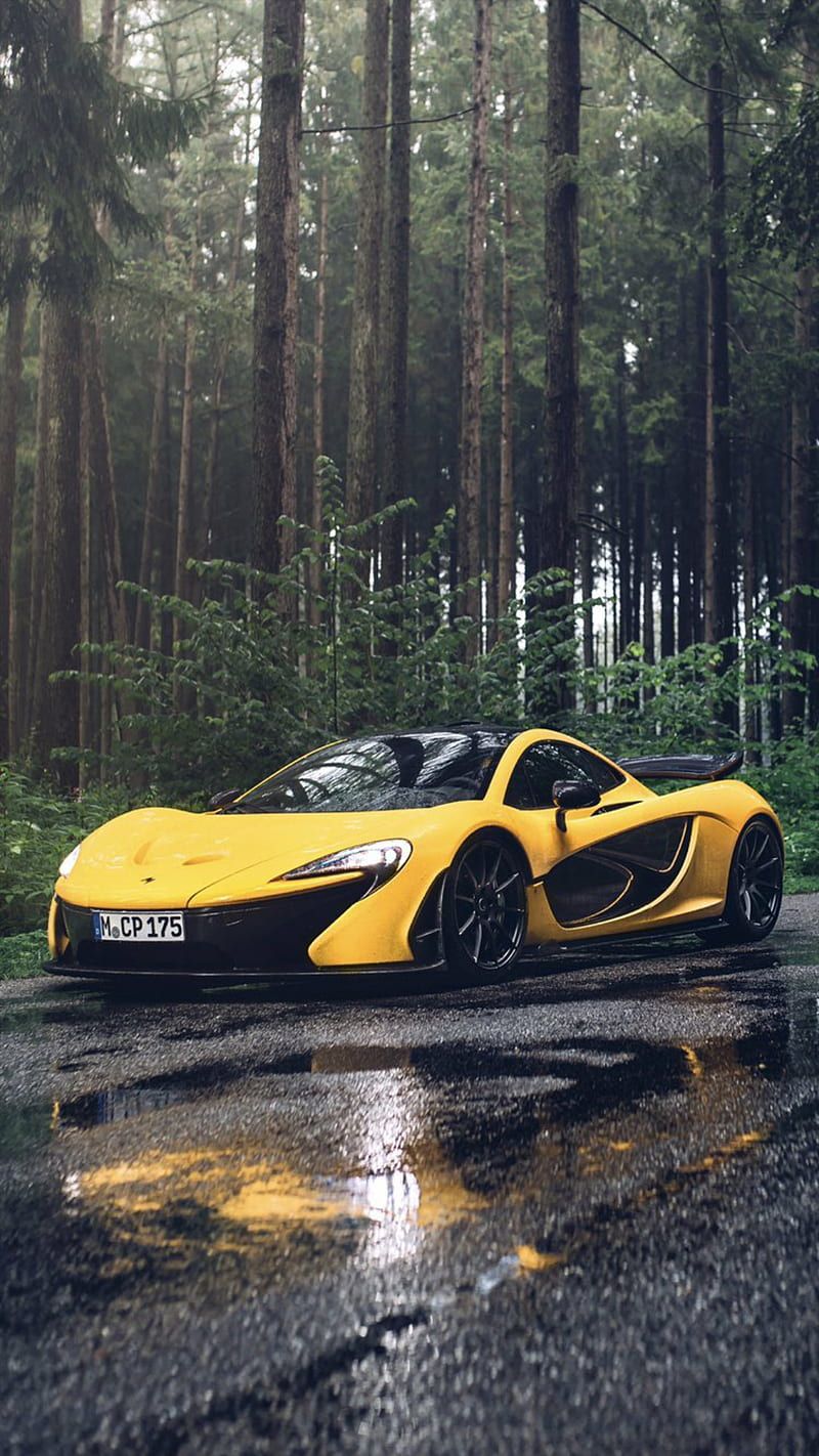 800x1422 Rainforest, mclaren, p yellow, car, hypercar, supercar, sports, new, forest, HD phone wallpaper