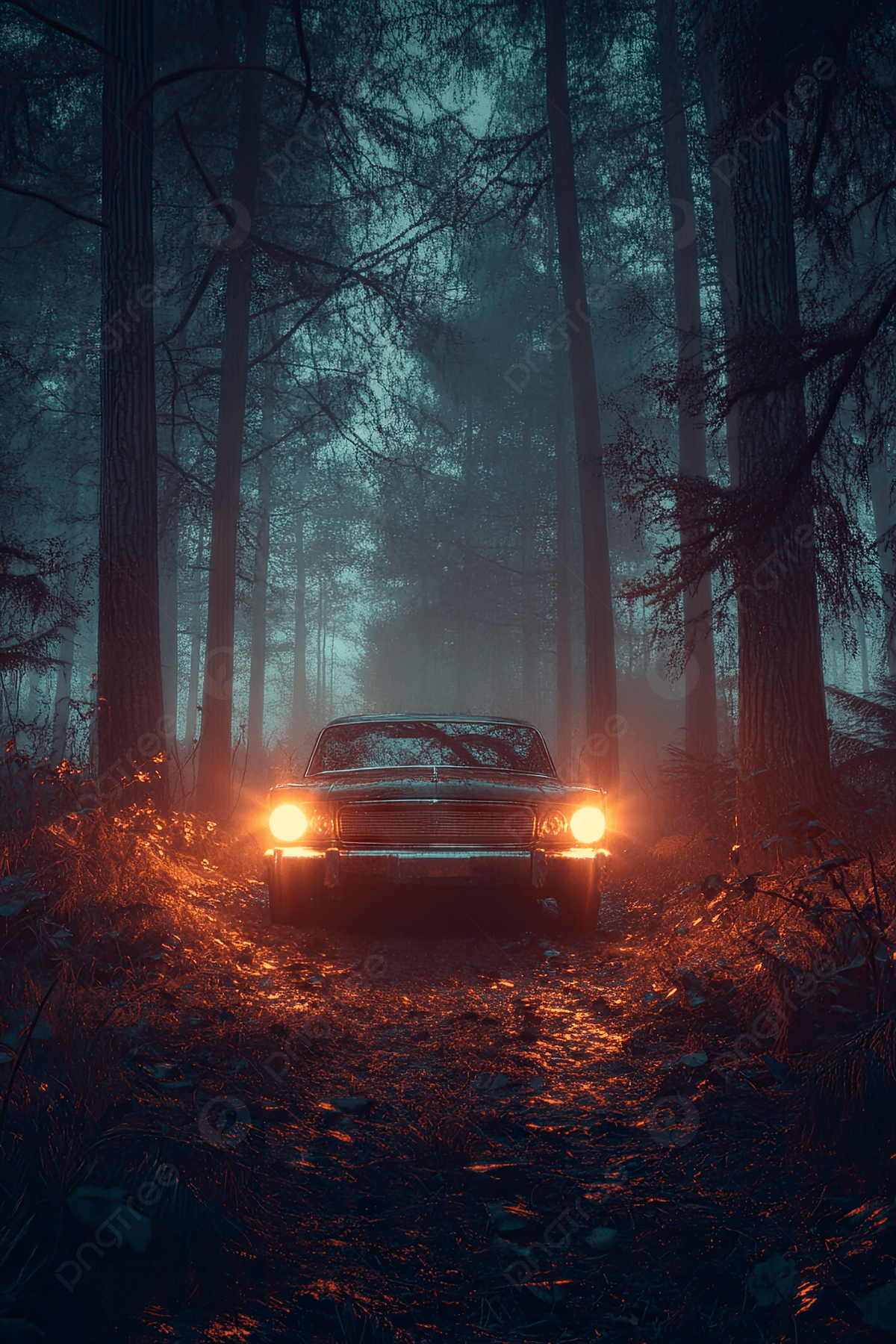 1200x1800 An Abandoned Old Car In The Middle Of Oak Forest Photo And Picture For Free Download