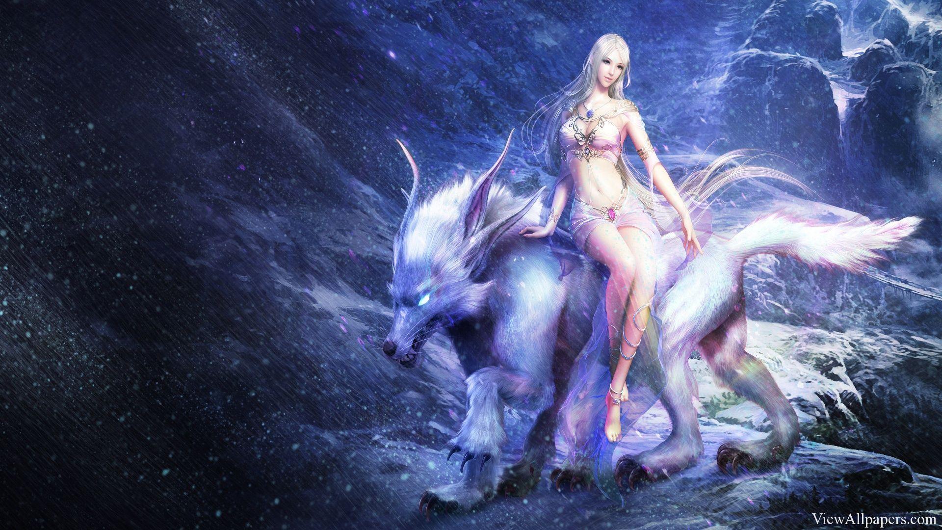1920x1080 Anime Fantasy Girl Wallpaper Wolf Wallpaper