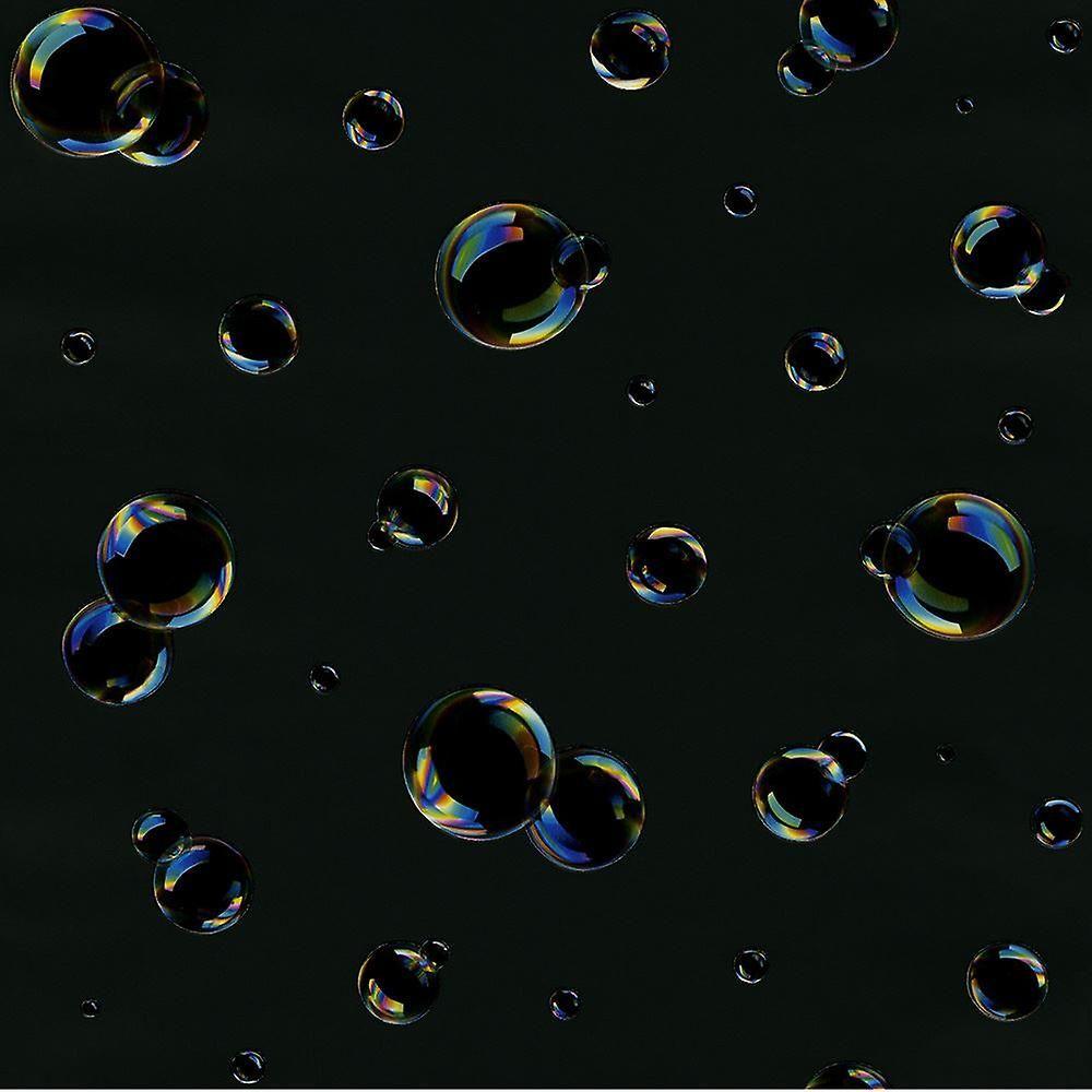 1000x1000 Bubbles Wallpaper Soap Water Aqua Black Rainbow Multicoloured