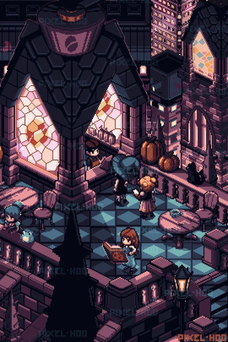 736x1104 Cozy Gothic Cafe Autumn Digital Wallpaper