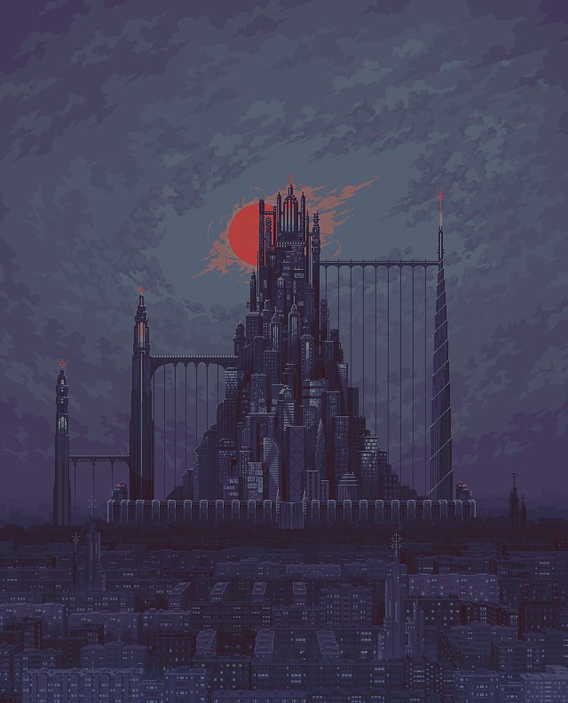 800x990 Artwork, digital art, fantasy art, pixel art, castle, Valeriya Kim, HD phone wallpaper