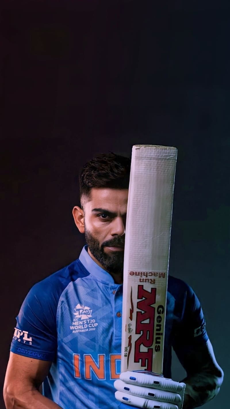 800x1422 Best Virat Kohli, Holding Bat, sports, cricketer, HD phone wallpaper
