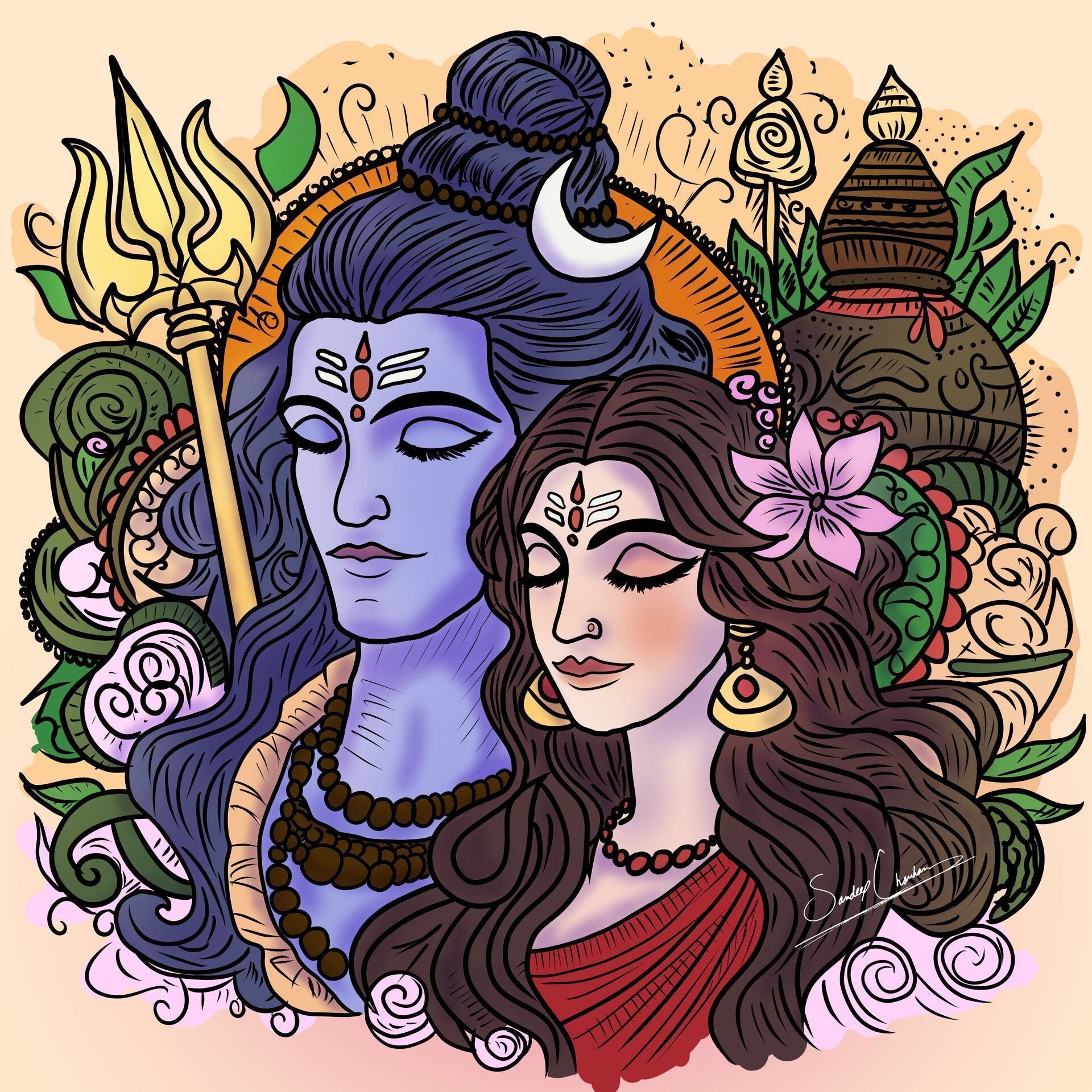 1920x1920 Blessings of Togetherness (Lord Shiva & Mata Parvati)