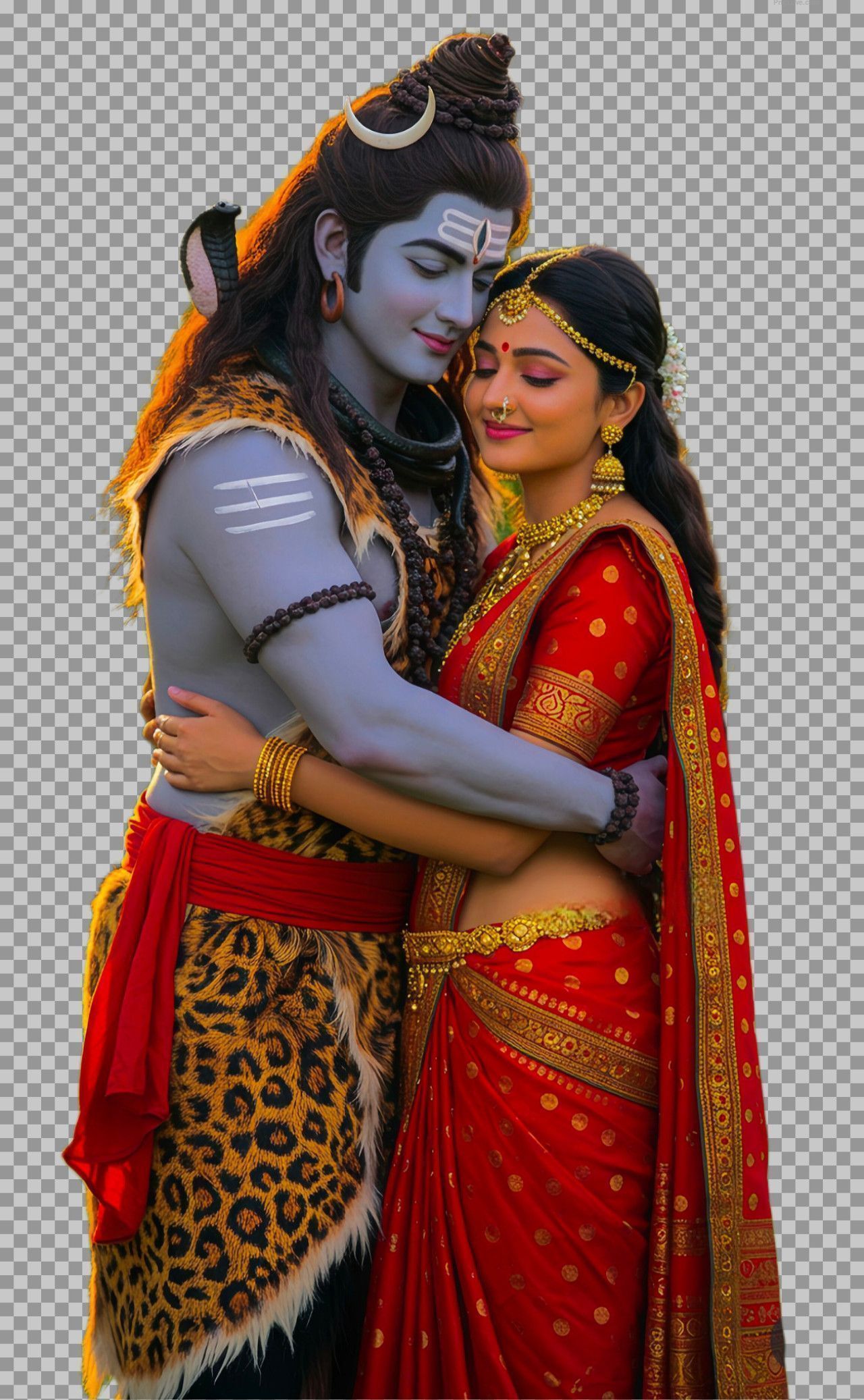 1280x2074 Shiva Parvati romantic PNG image download