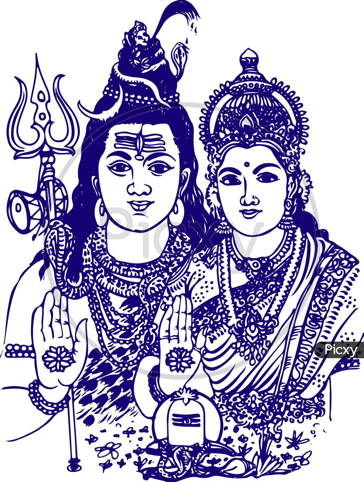 1208x1600 Image Of Lord Shiva And Parvati Hindu Wedding Card Design Element. Drawing Of Shiva Parvati Outline Editable Vector Illustration MJ778940 Picxy