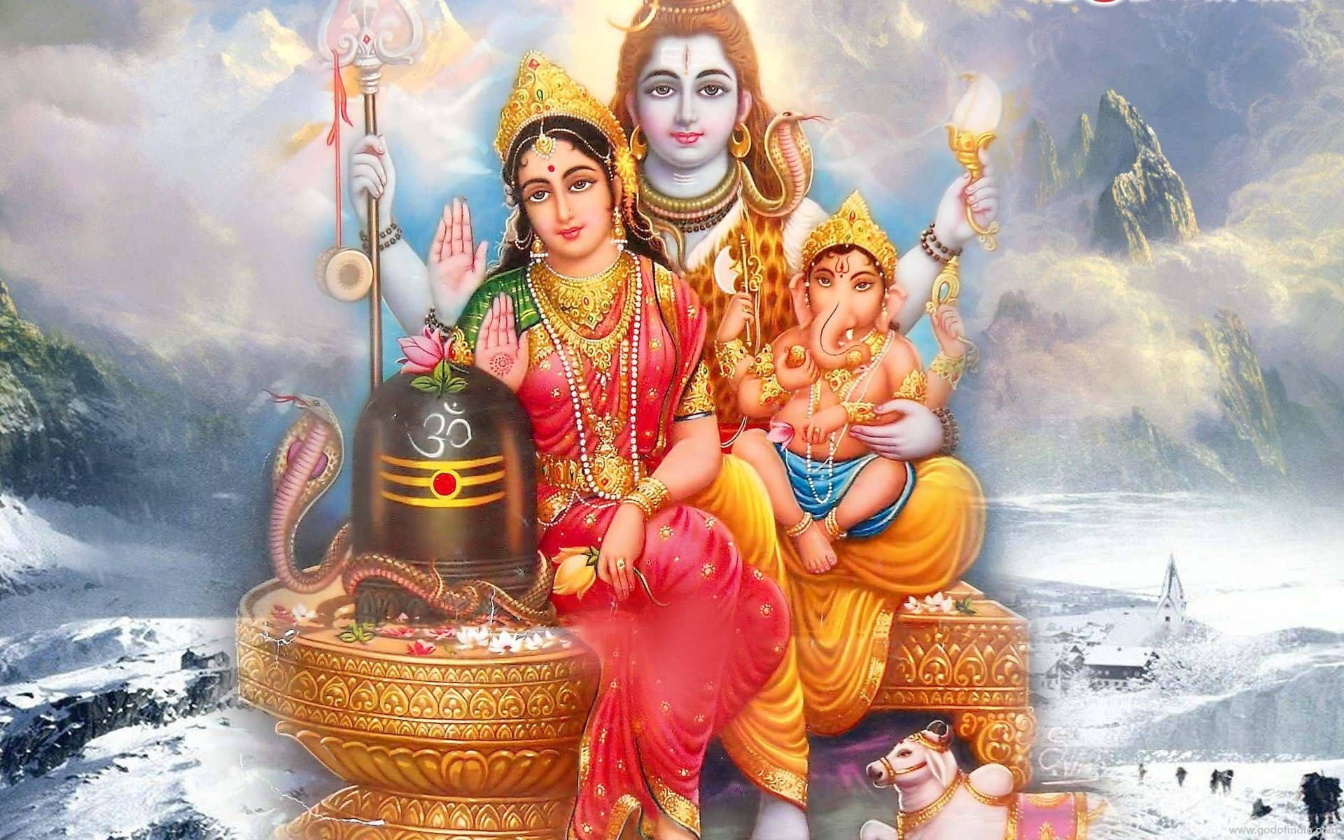 1920x1200 Download Double Exposure Shiva Parvati And Ganesha Wallpaper