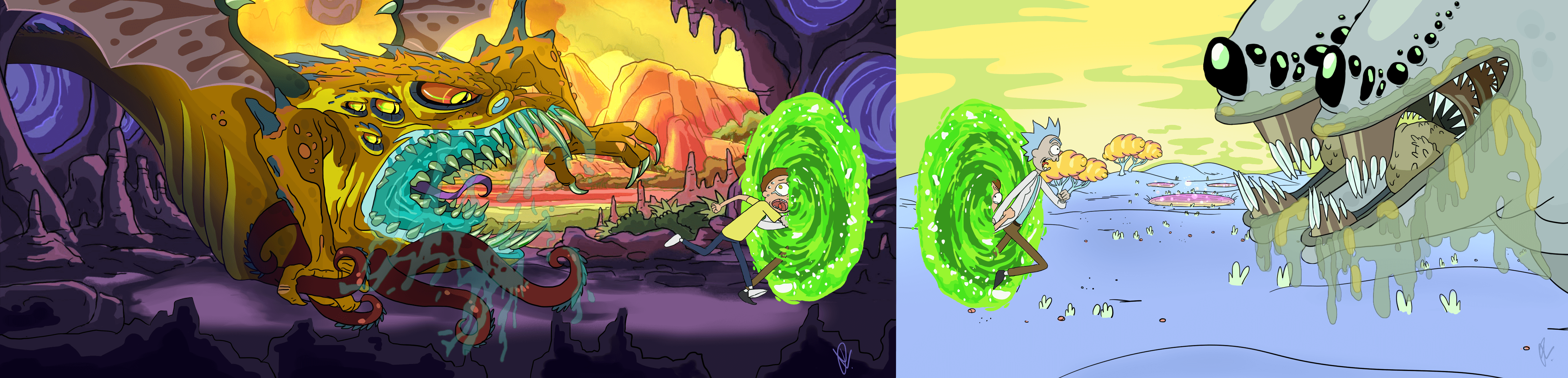 Rick and Morty_02 (Duel Monitor Wallpaper) by MikeAGar85 on Newgrounds