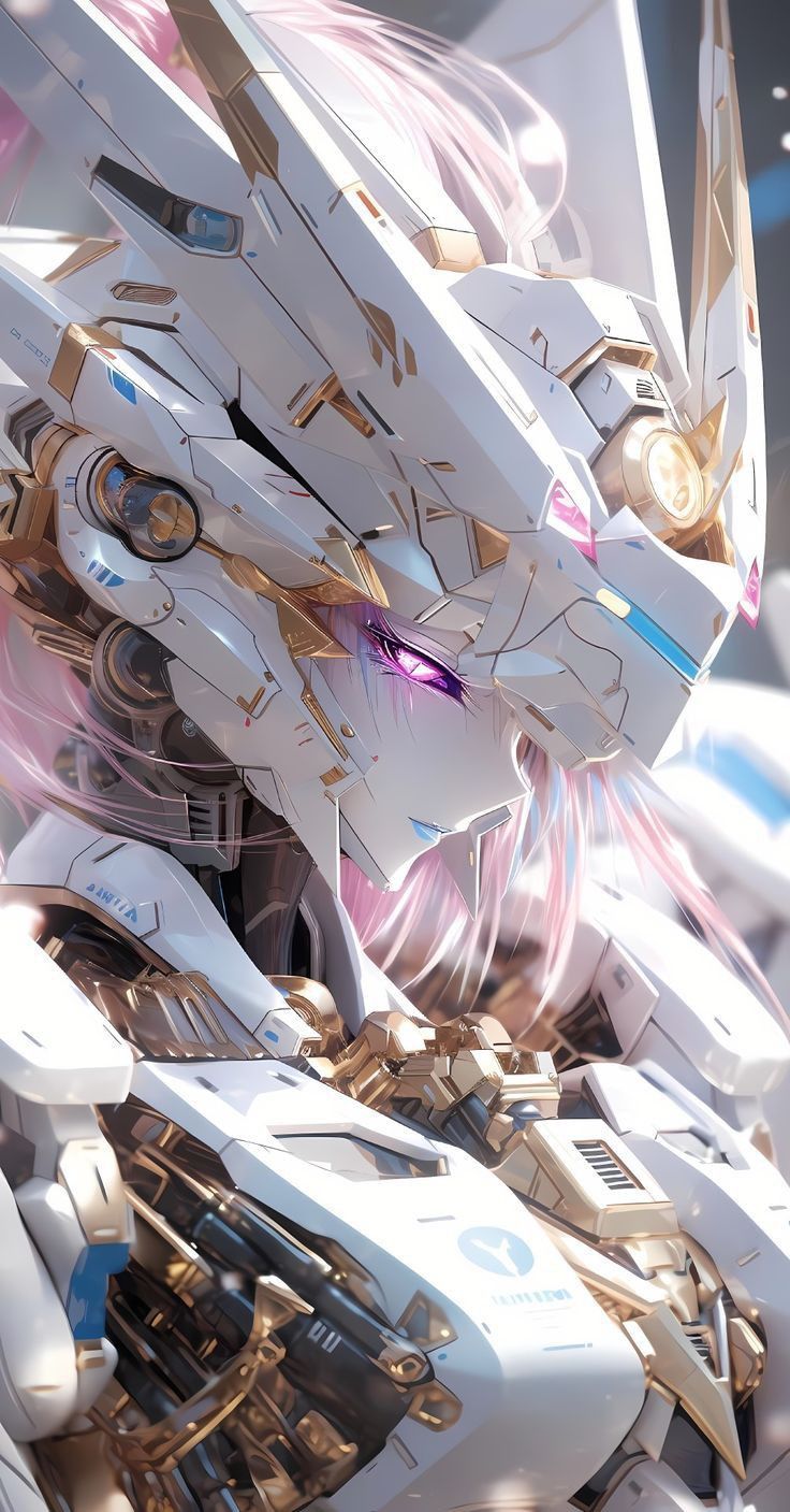 736x1407 White and Gold Mecha HD Wallpaper