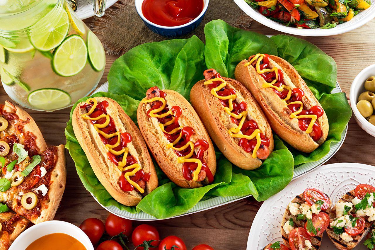 1280x853 Wallpaper Food Hot dog Buns Ketchup Fast food Senape