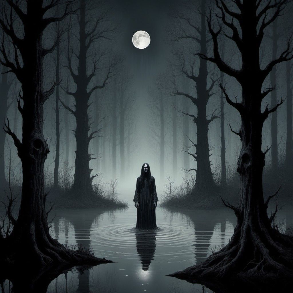 1024x1024 Ghostly Swamp: A Black Metal Fusion of Alcest & Opeth. Stable Diffusion Online