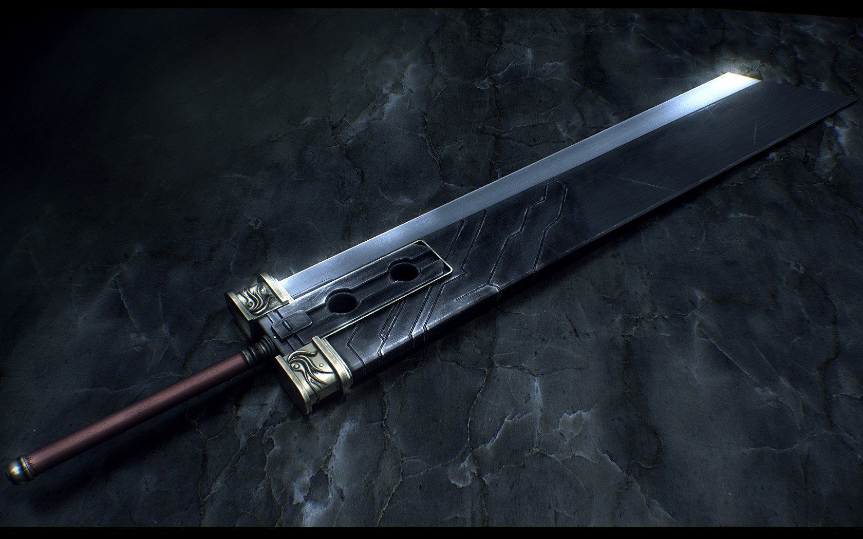 1680x1050 HD Wallpaper of the Iconic Buster Sword from Final Fantasy VII