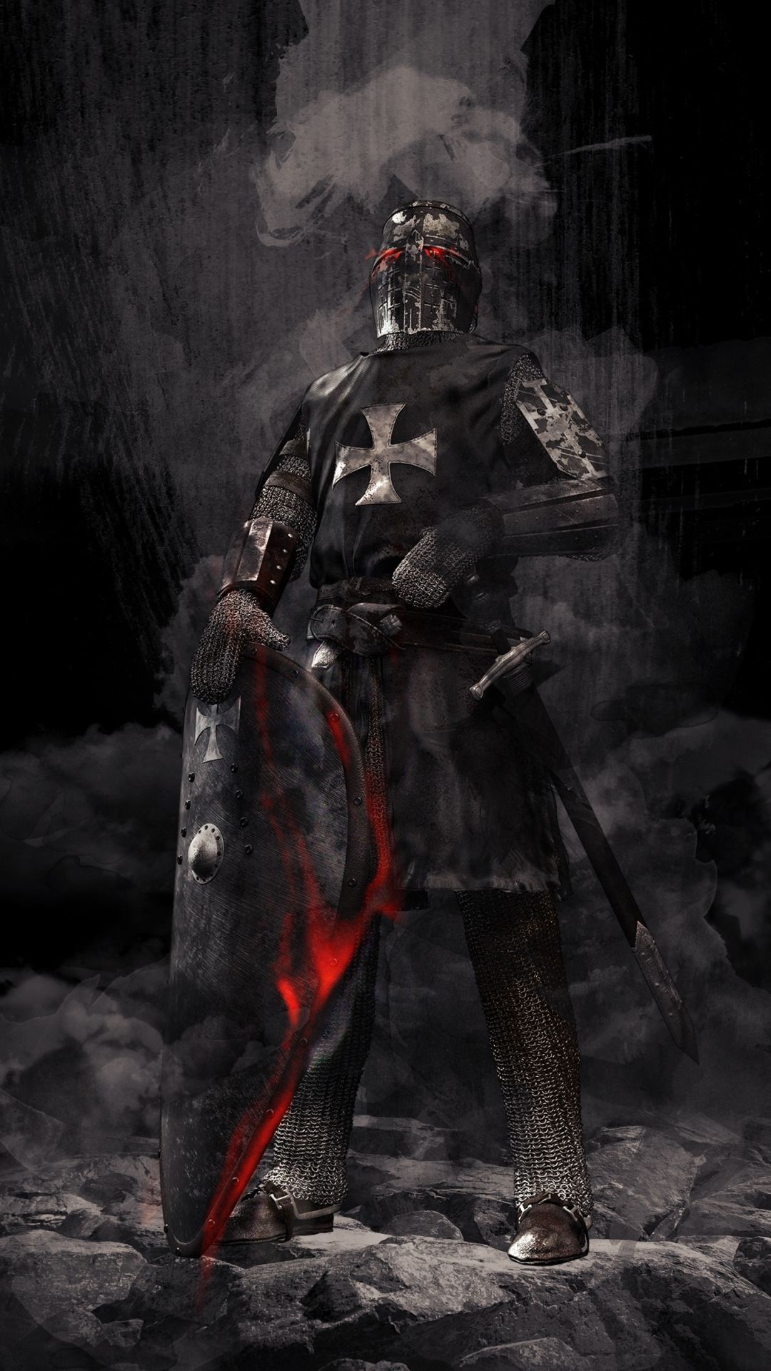 1080x1920 Phone wallpaper: Knight, Fantasy, Shield, Sword 1289894