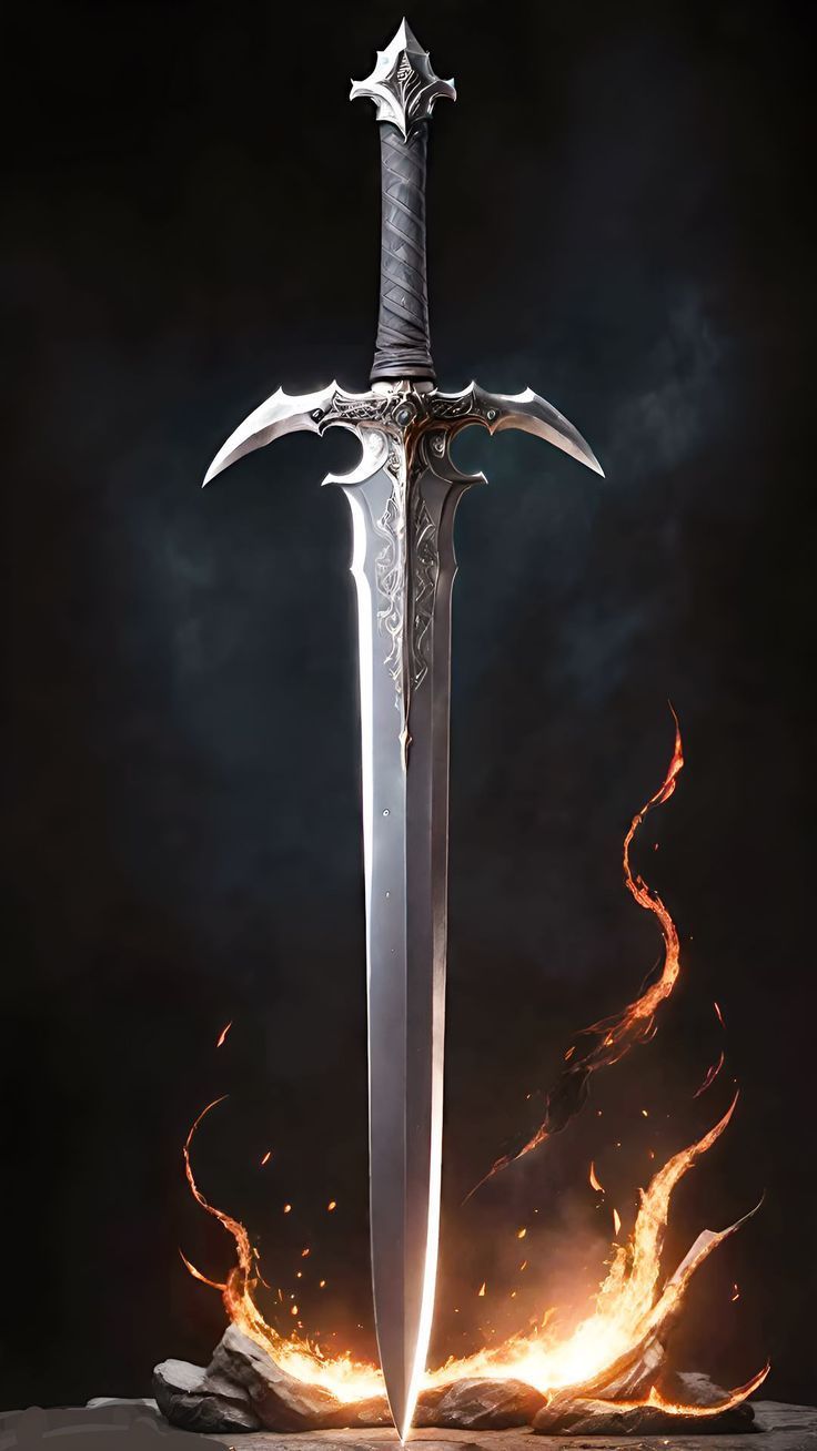 736x1308 Wallpaper sword, flame, steel, fantasy, art, ai, AI 4K by ???ℯℯ? ℳℴ?ℯ??? ?. Download wallpaper sword, flame, steel, fantasy, art, ai for free