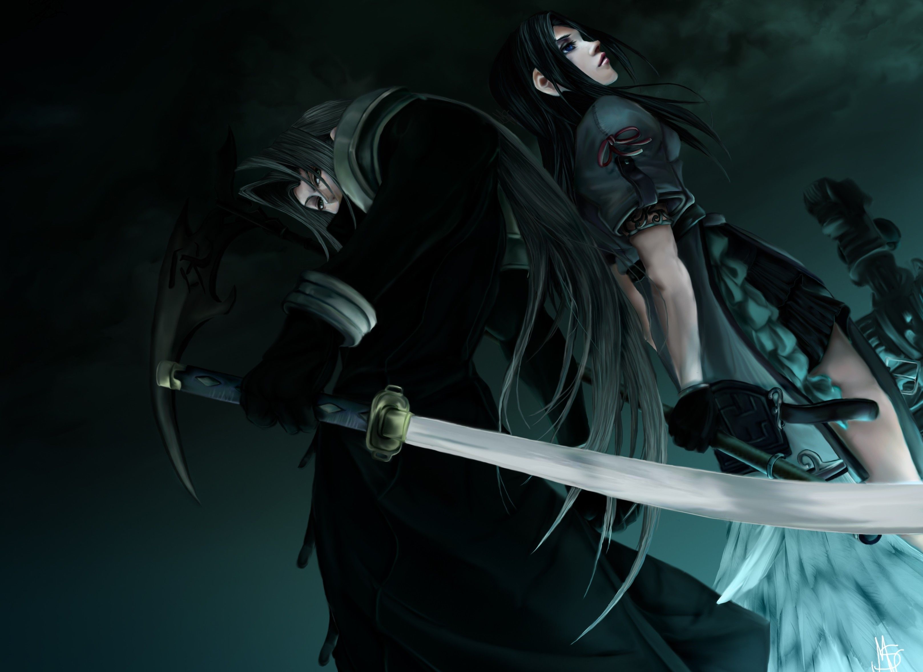 3234x2353 Wallpaper girl, sword, guy, Final Fantasy, Sephiroth for mobile and desktop, section прочее, resolution 3234x2353