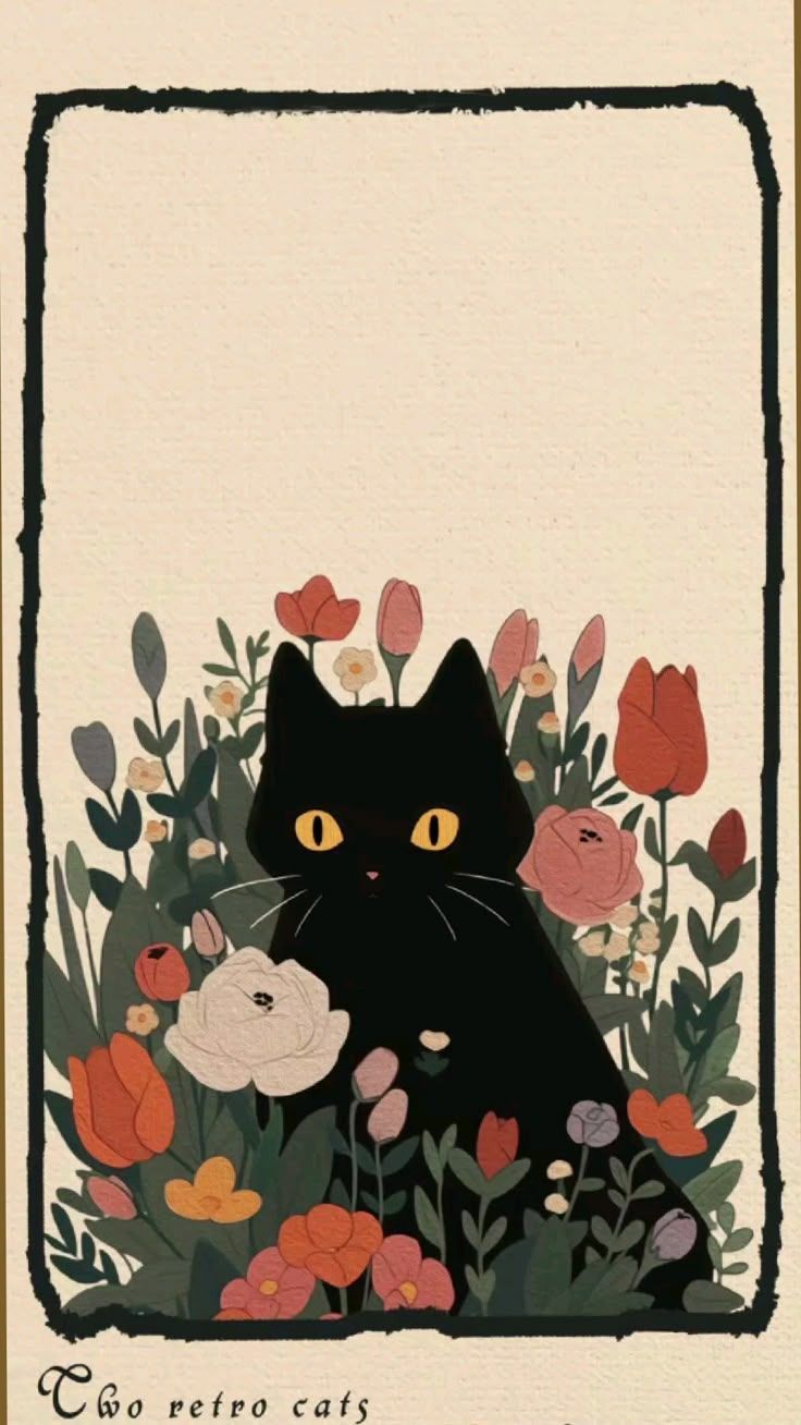 736x1308 retro #wallpaper #catretro