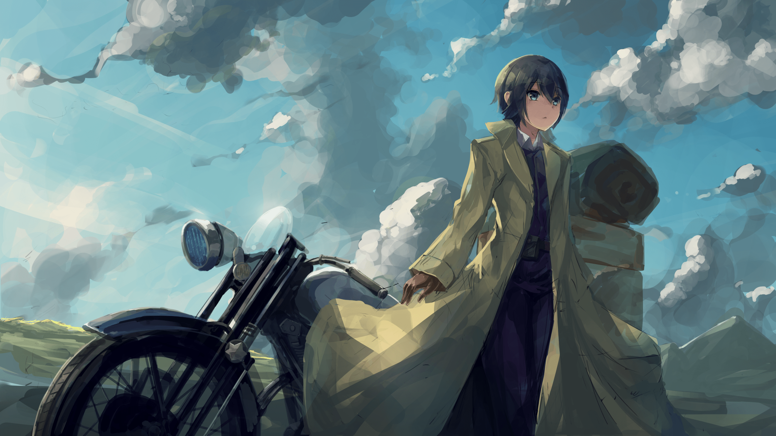 Kino, hermes, kino no tabi, castle, motorcycle, scenic, artwork, Anime, HD  wallpaper