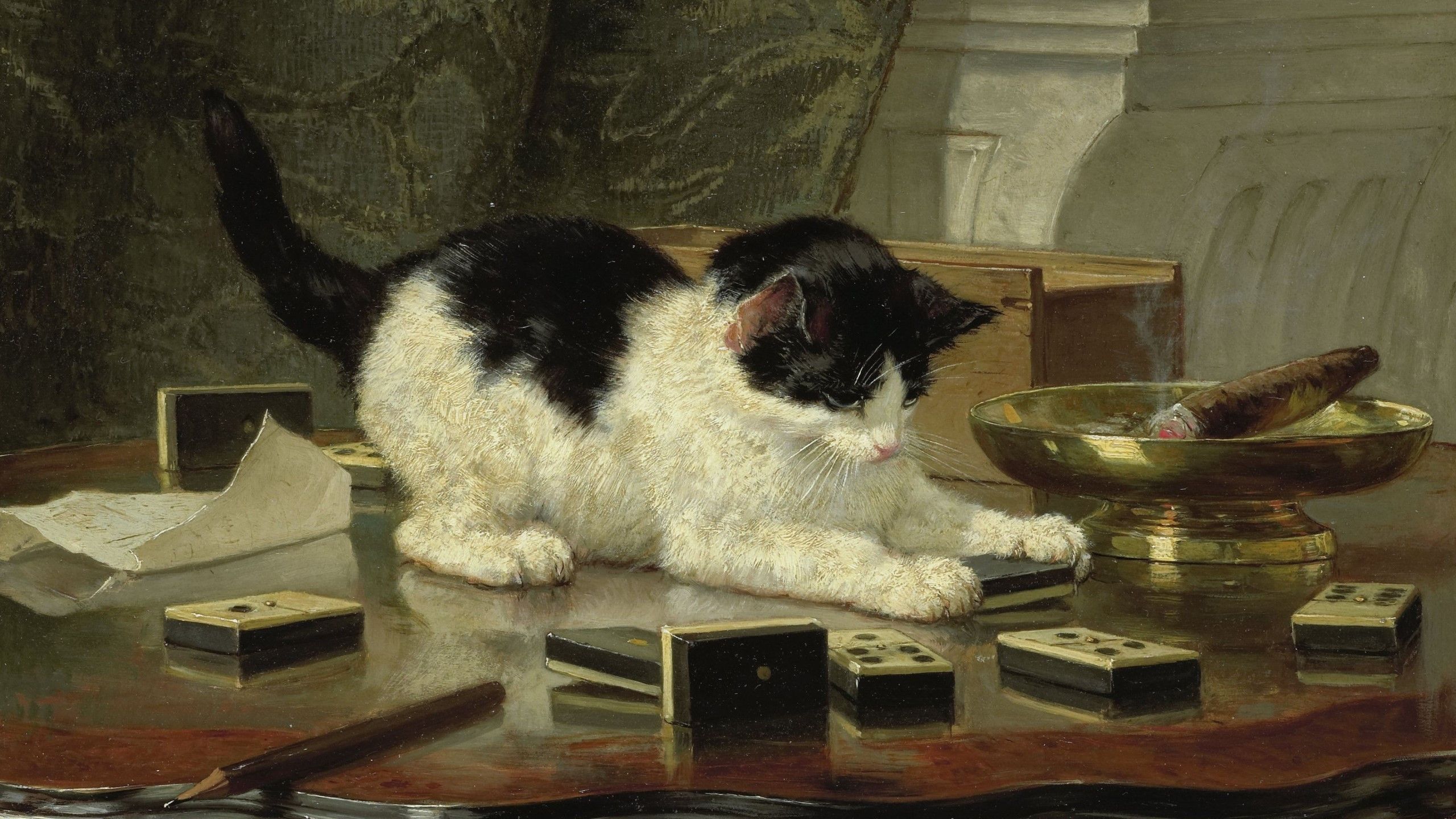 2560x1440 Classic painting of a cat [2560x1440]