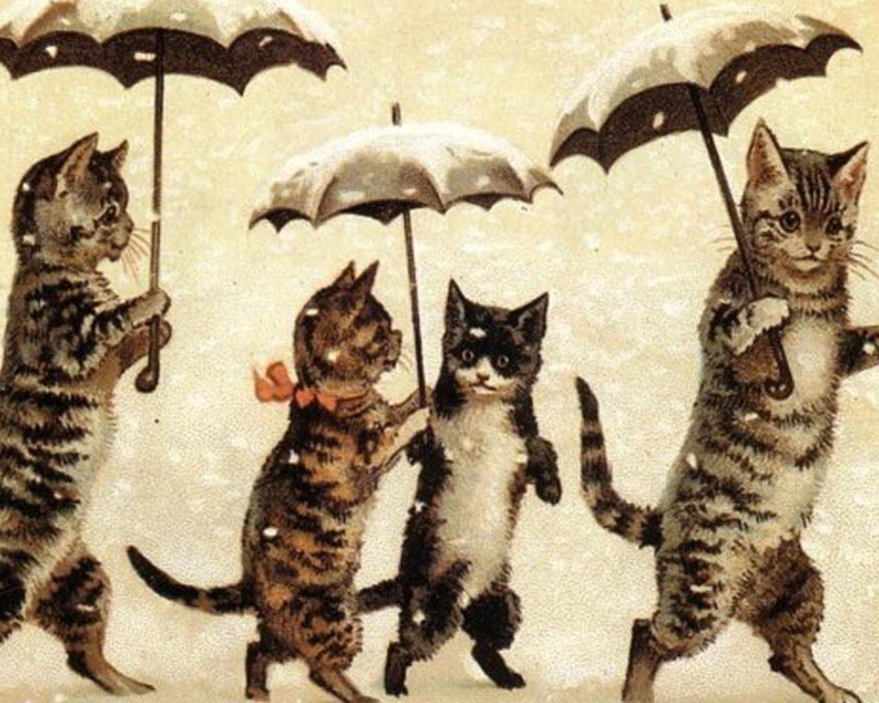 1280x1024 Vintage Cats Wallpaper, HD Vintage Cats Background