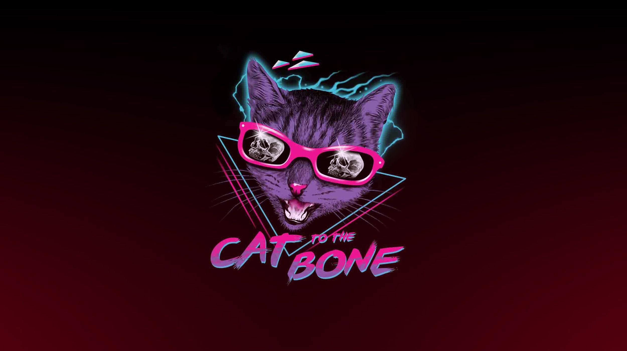 2500x1400 Wallpaper cat, figure, minimalism, art, cat, Neon, 80's, Synth for mobile and desktop, section минимализм, resolution 2500x1400
