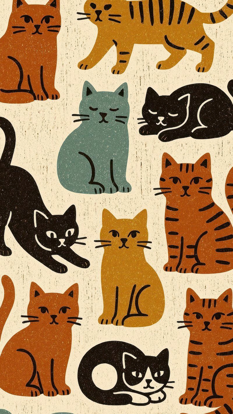 800x1422 Vintage Woodcut Cat Image Wallpaper