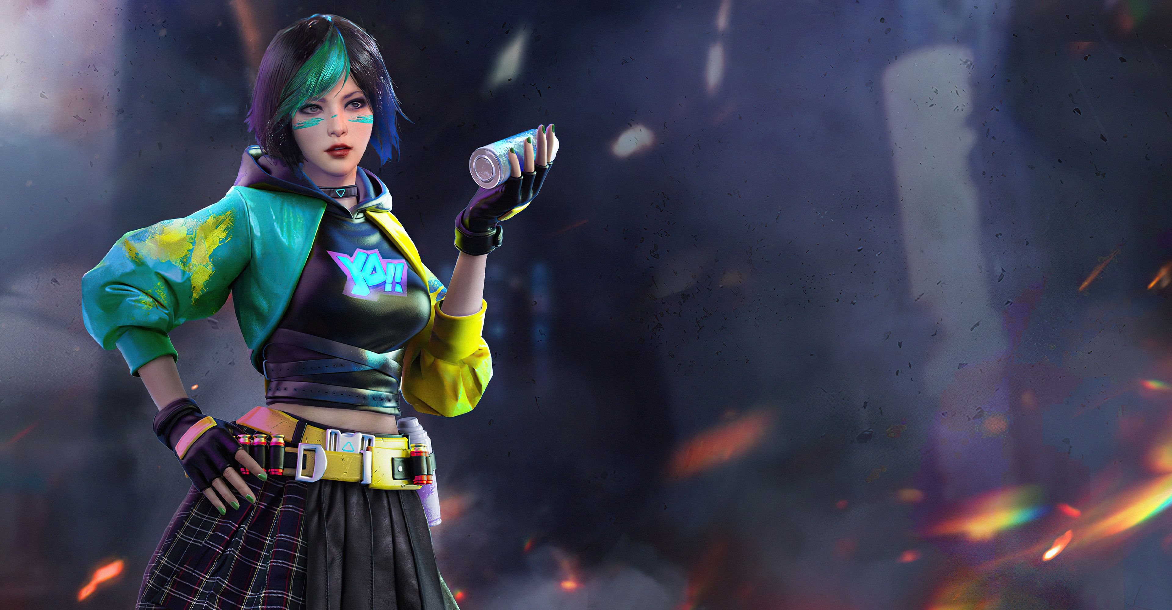 3840x2000 Wallpaper girl, the game, jacket, game, gesture, characters, bokeh, Kelly for mobile and desktop, section игры, resolution 3840x2000