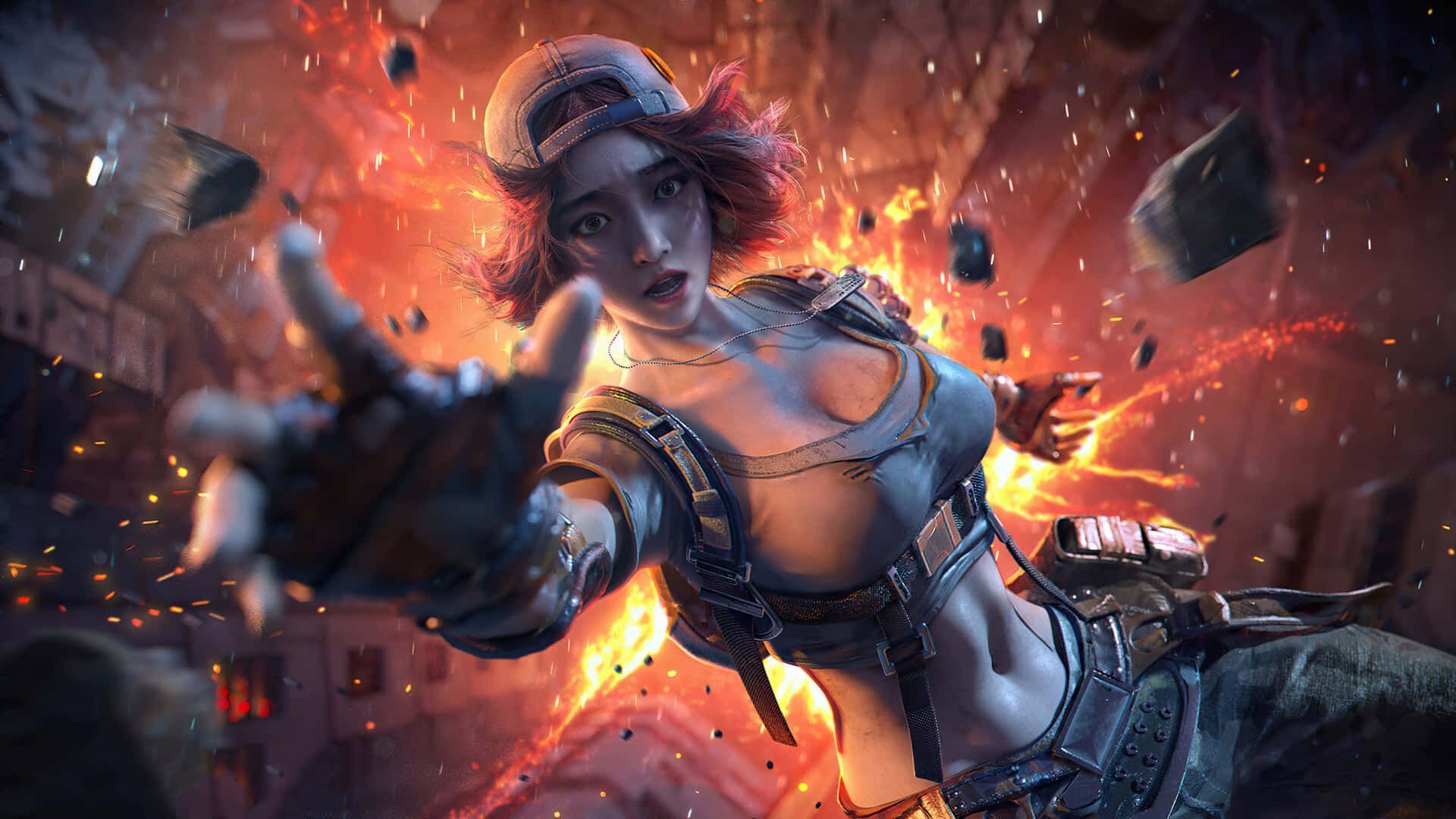 1920x1080 Download PUBG Girl Character On Fire Wallpaper